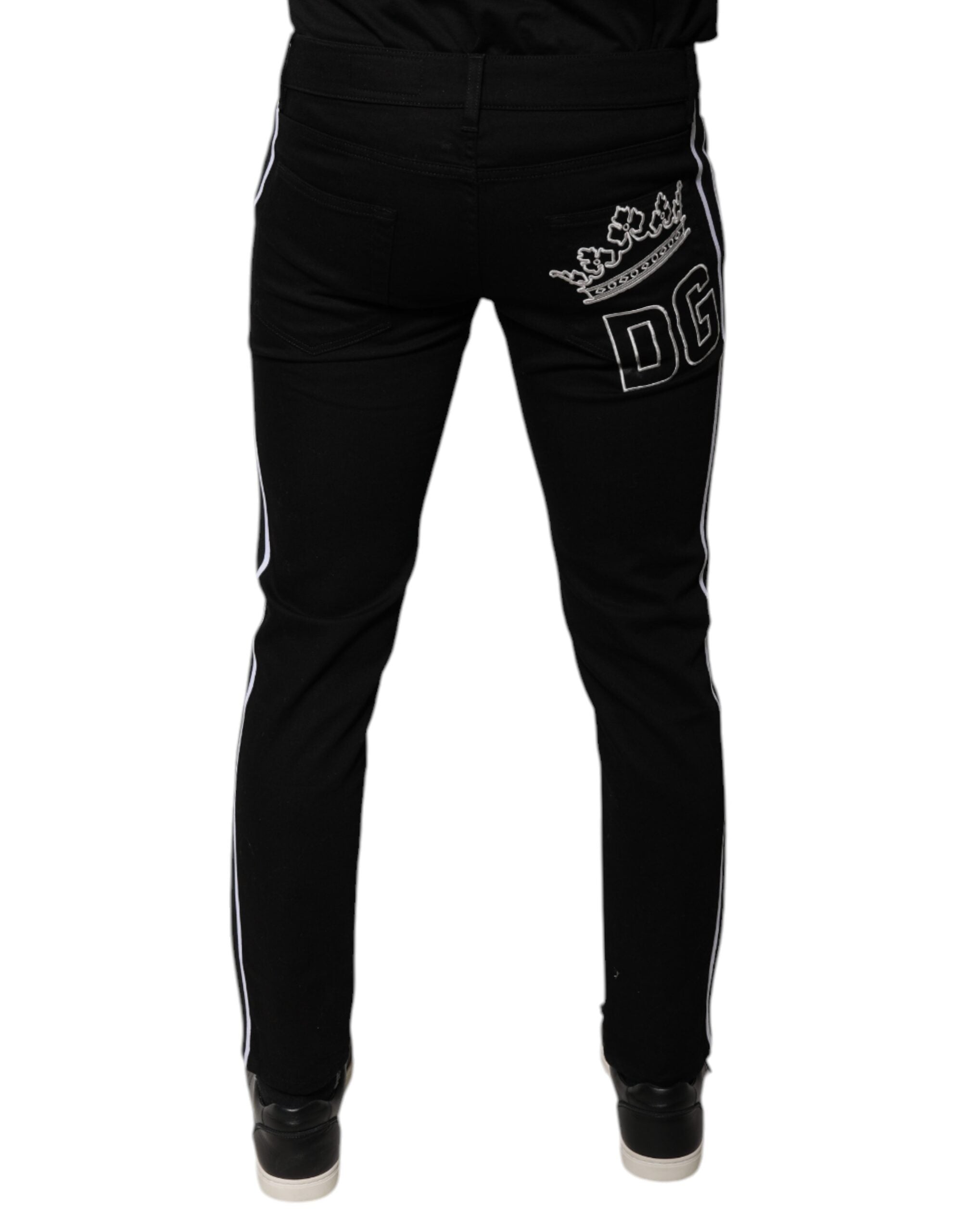 Dolce & Gabbana Black Crown Cotton Stretch Skinny Denim Men's Jeans