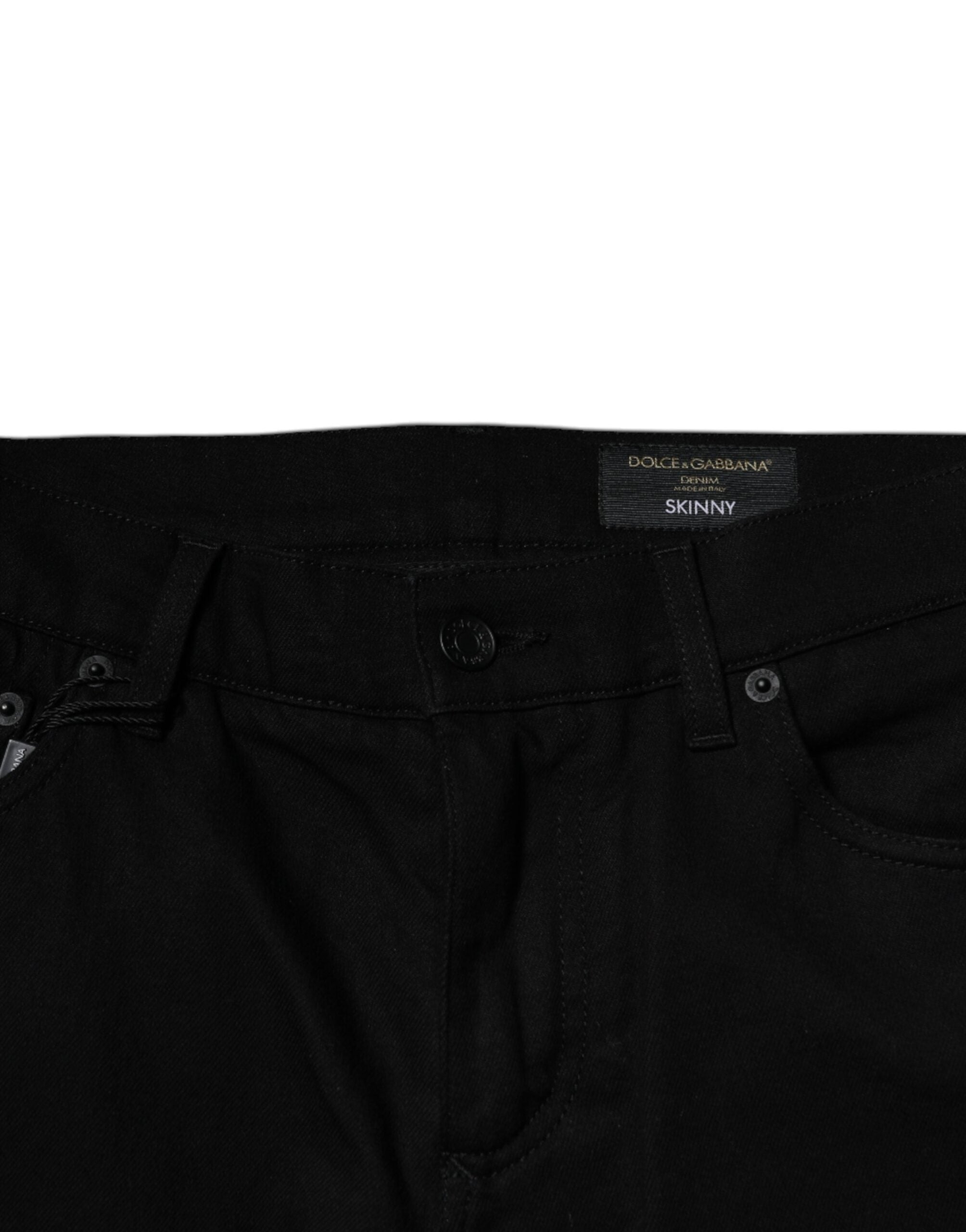 Dolce & Gabbana Black Crown Cotton Stretch Skinny Denim Men's Jeans