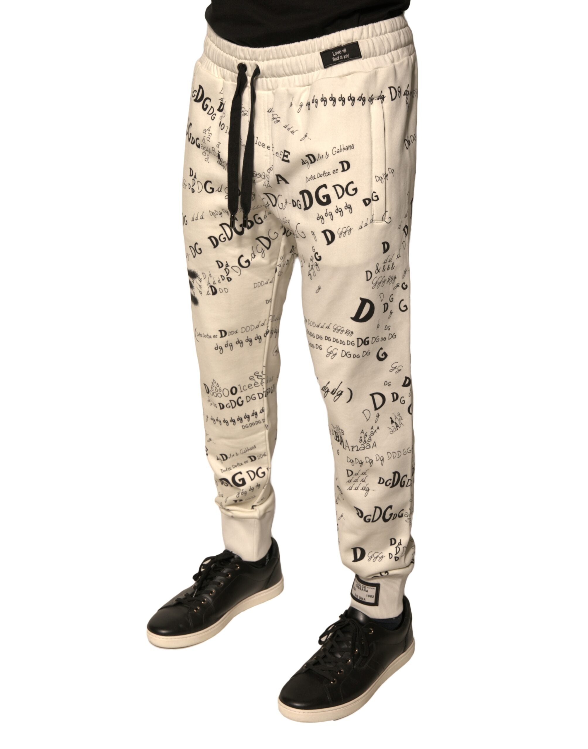 Dolce & Gabbana White Printed Cotton Jogger SweatMen's Men's Pants