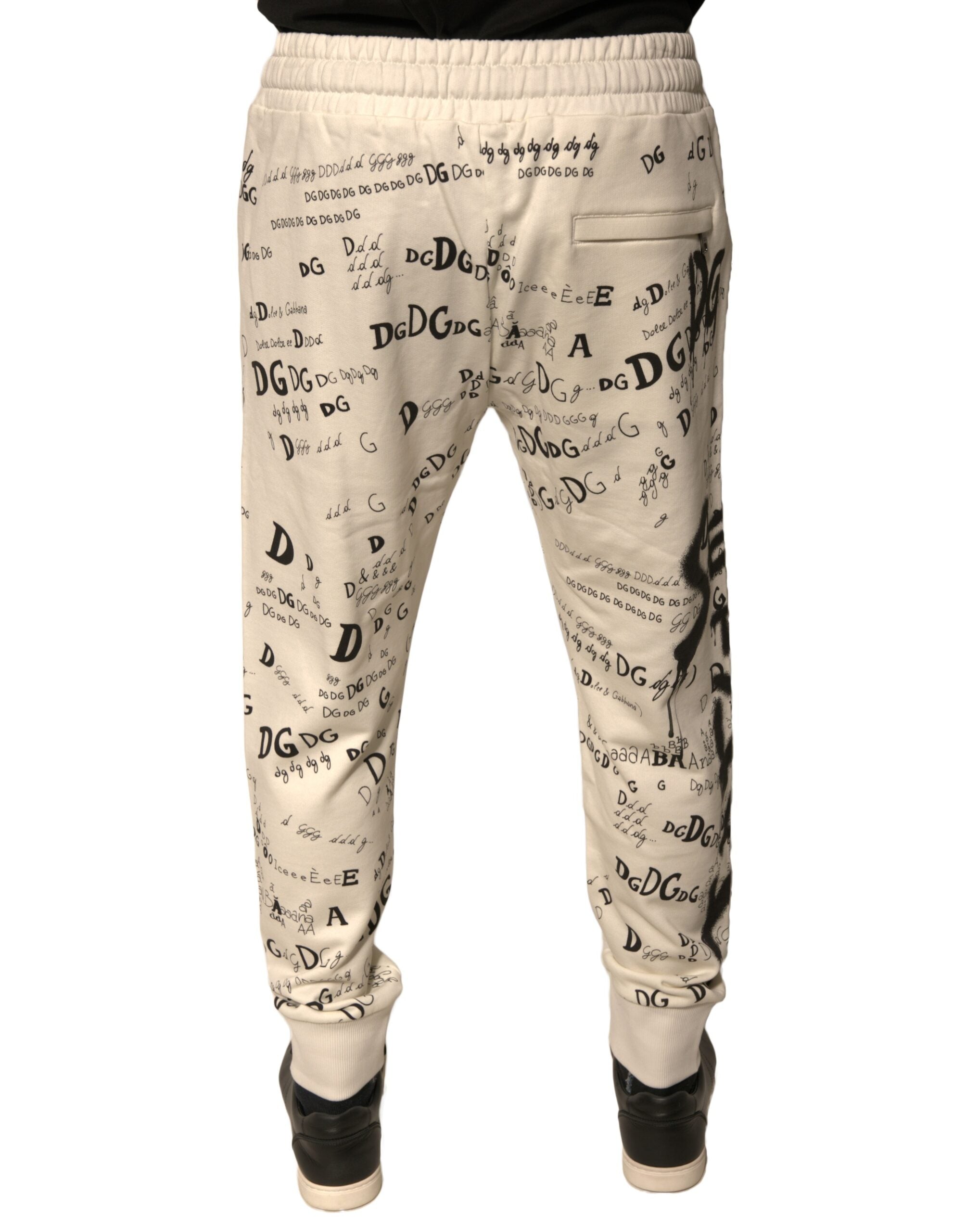 Dolce & Gabbana White Printed Cotton Jogger SweatMen's Men's Pants
