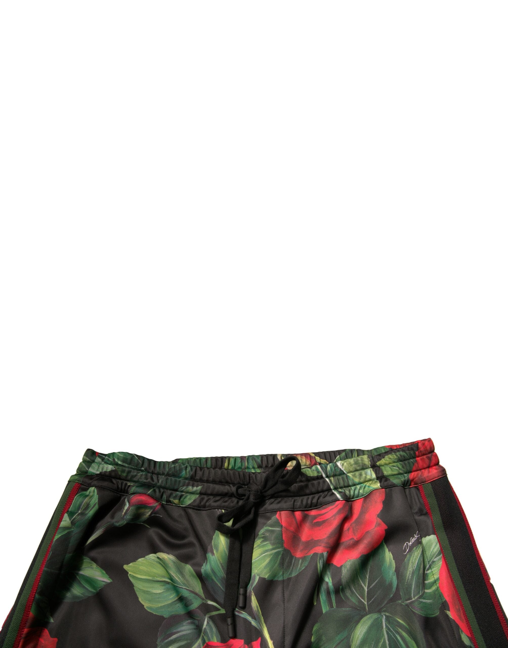Dolce & Gabbana Black Floral Polyester Jogger SweatMen's Men's Pants