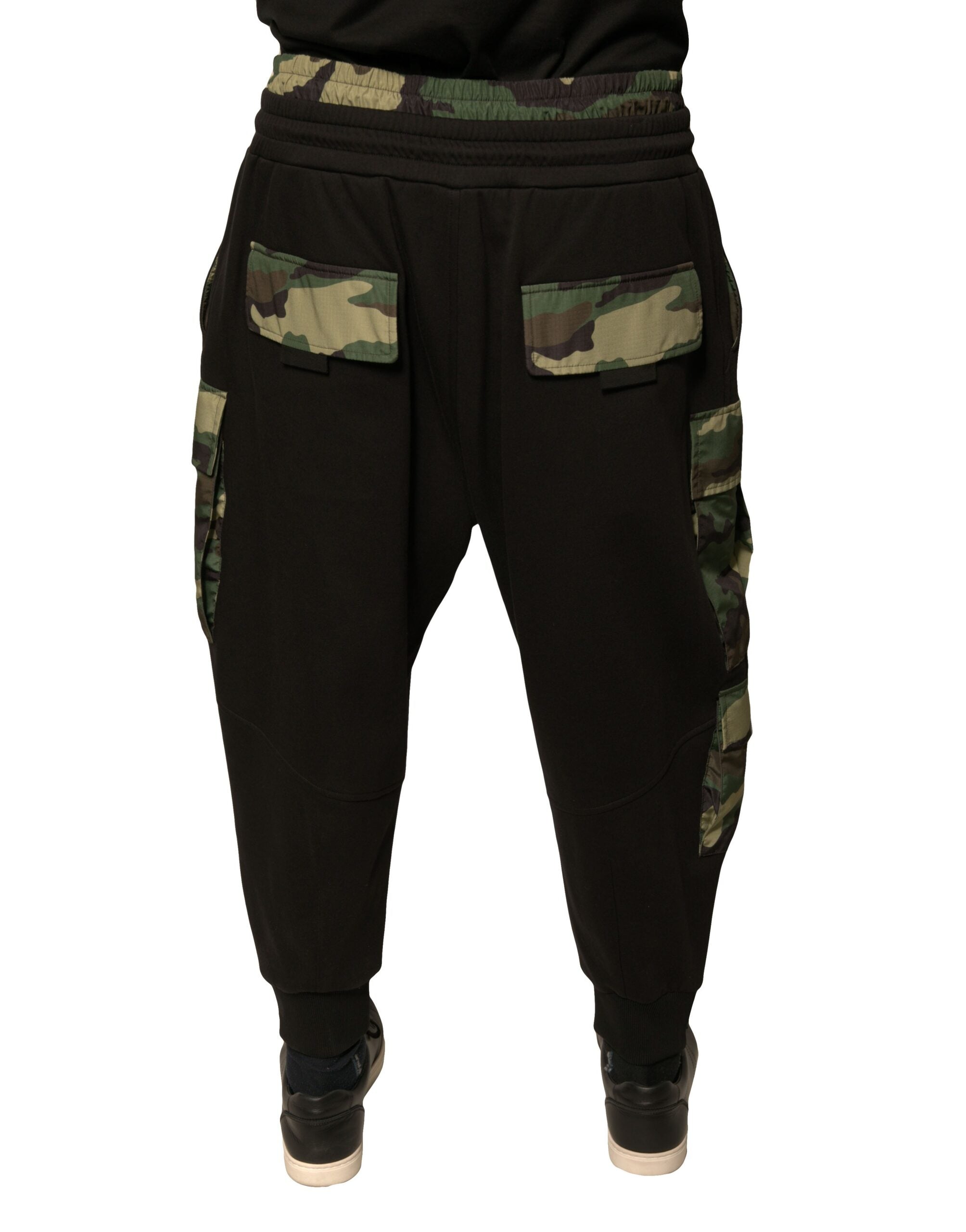 Dolce & Gabbana Black Camouflage Cotton Jogger Cargo Men's Pants