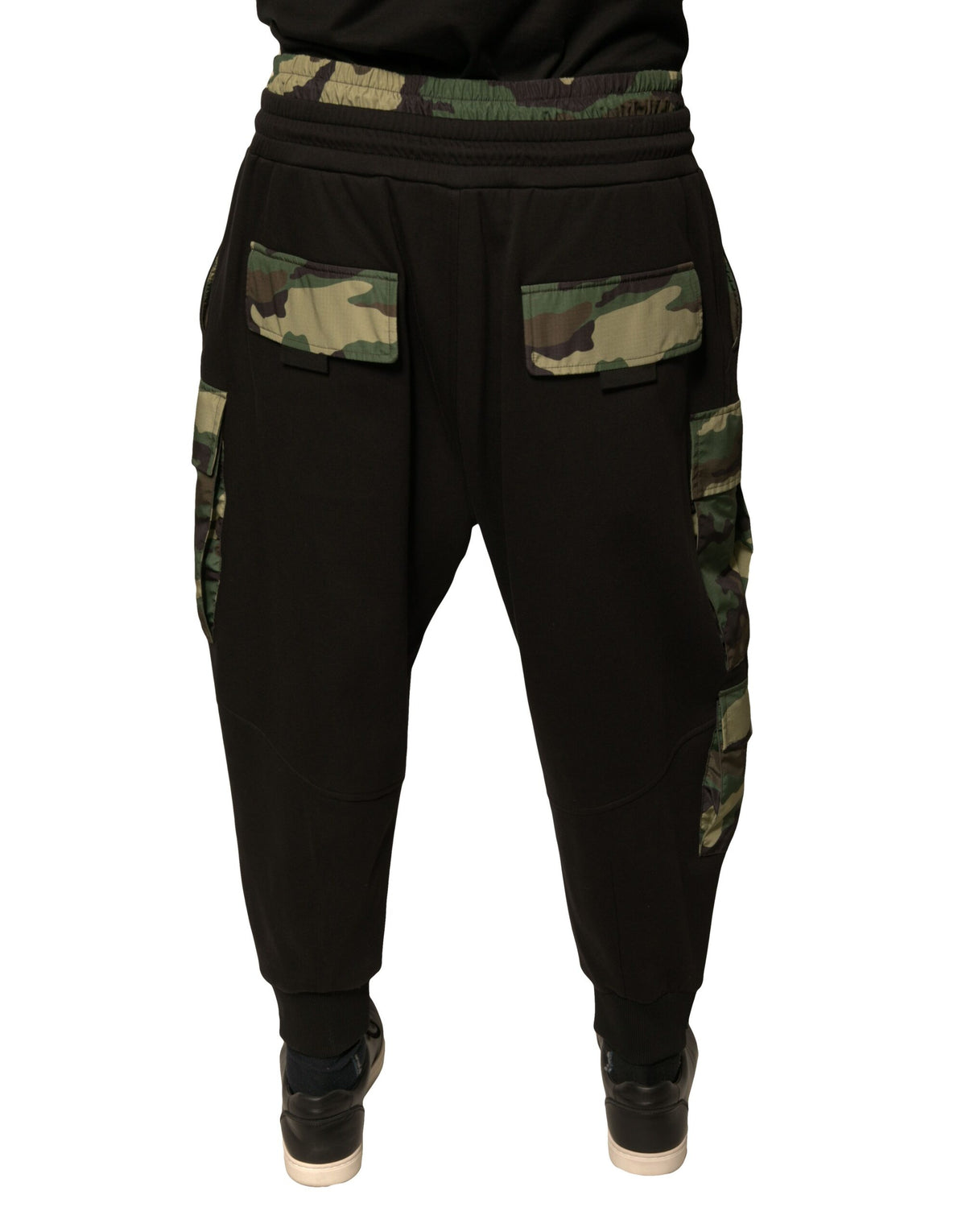 Dolce & Gabbana Black Camouflage Cotton Jogger Cargo Men's Pants