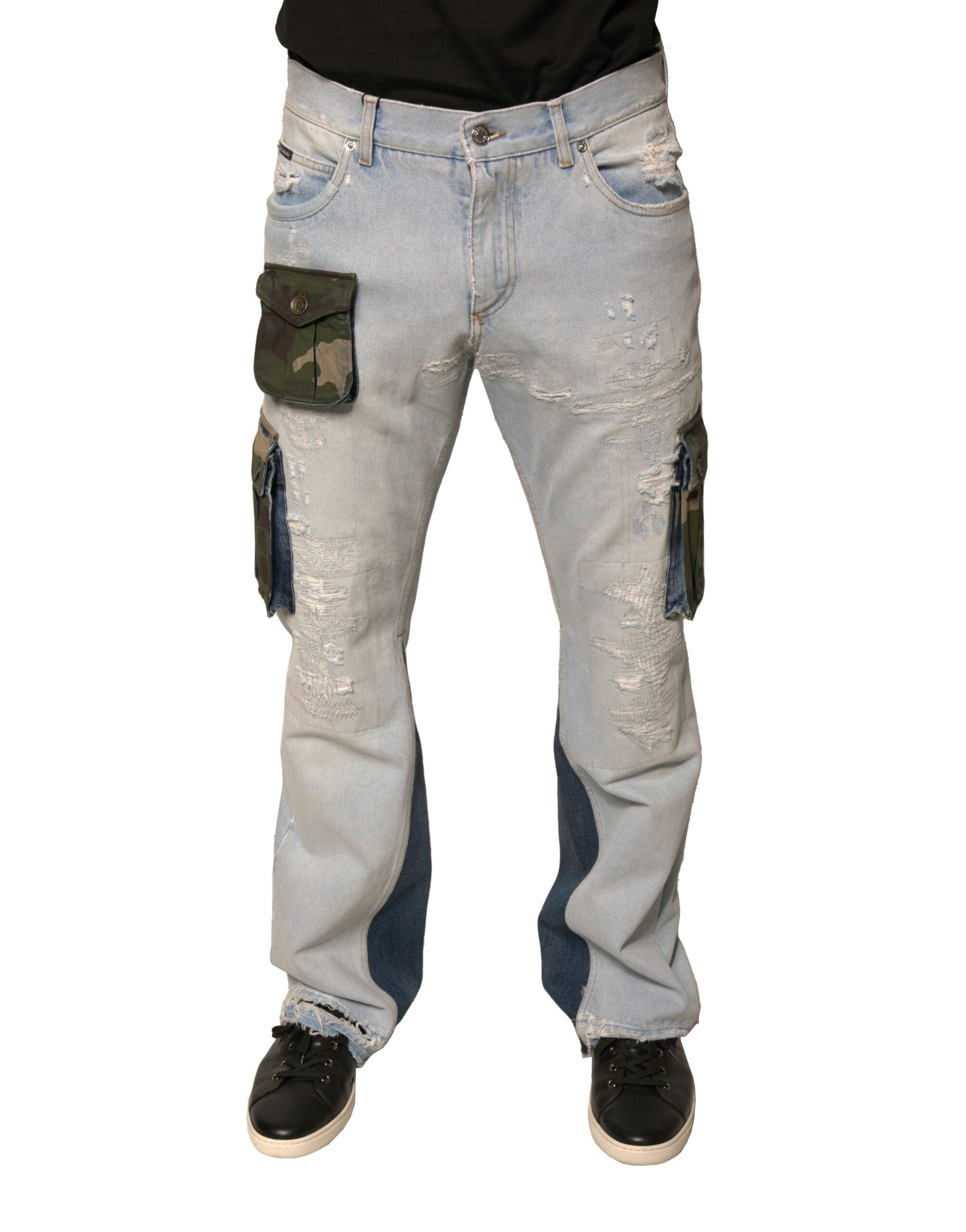 Dolce & Gabbana Light Blue Cotton Cargo Straight Denim Men's Jeans