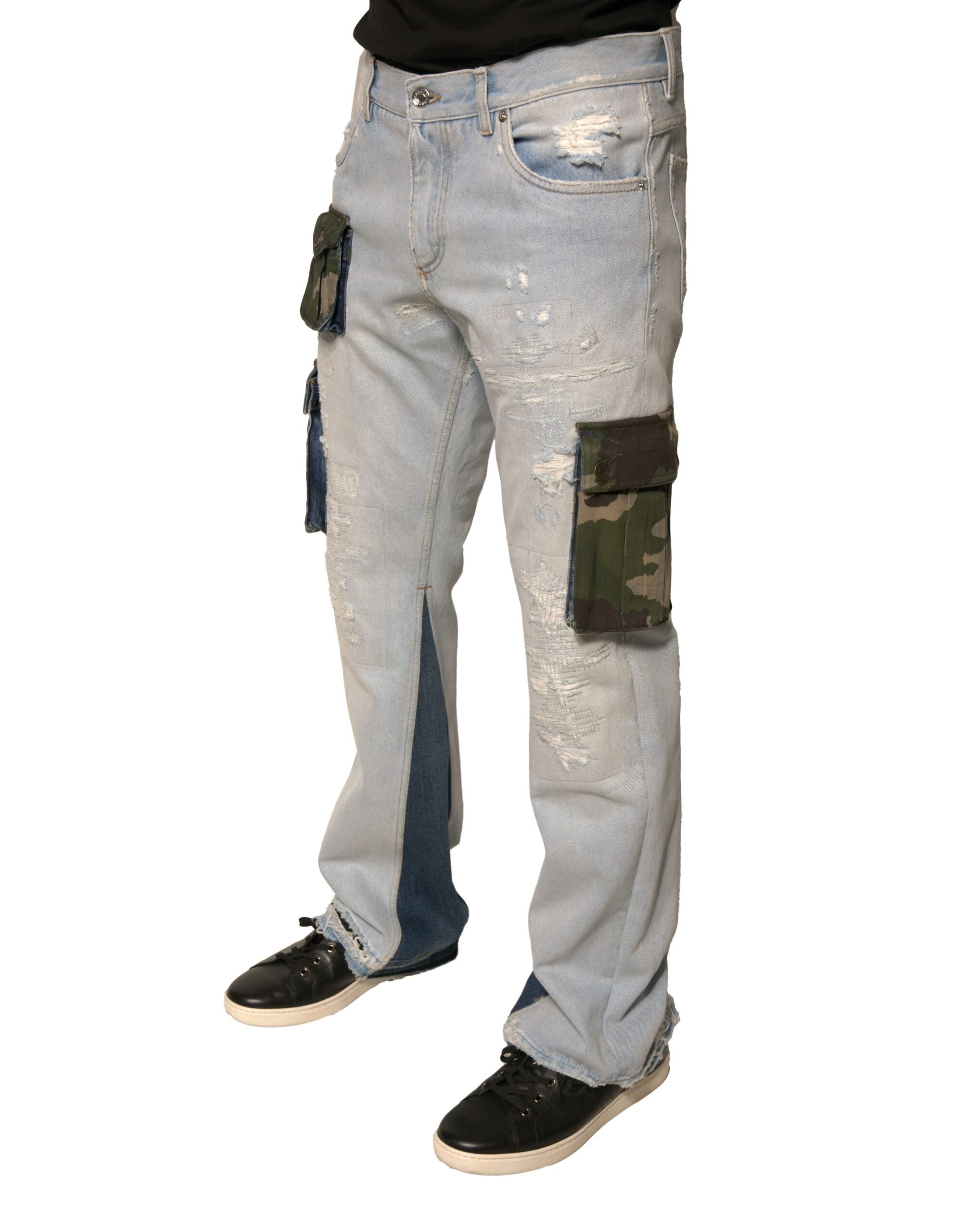 Dolce & Gabbana Light Blue Cotton Cargo Straight Denim Men's Jeans