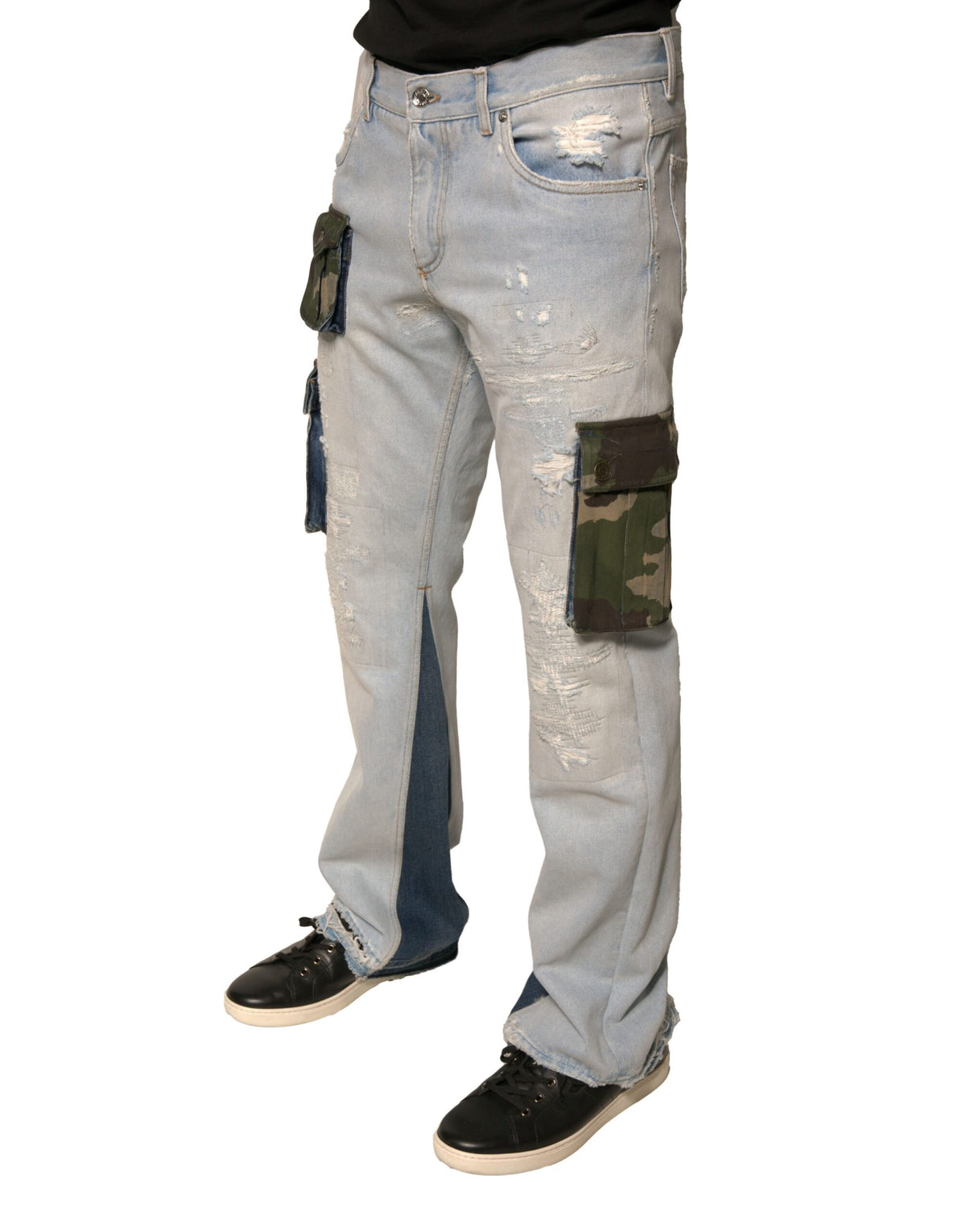 Dolce & Gabbana Light Blue Cotton Cargo Straight Denim Men's Jeans