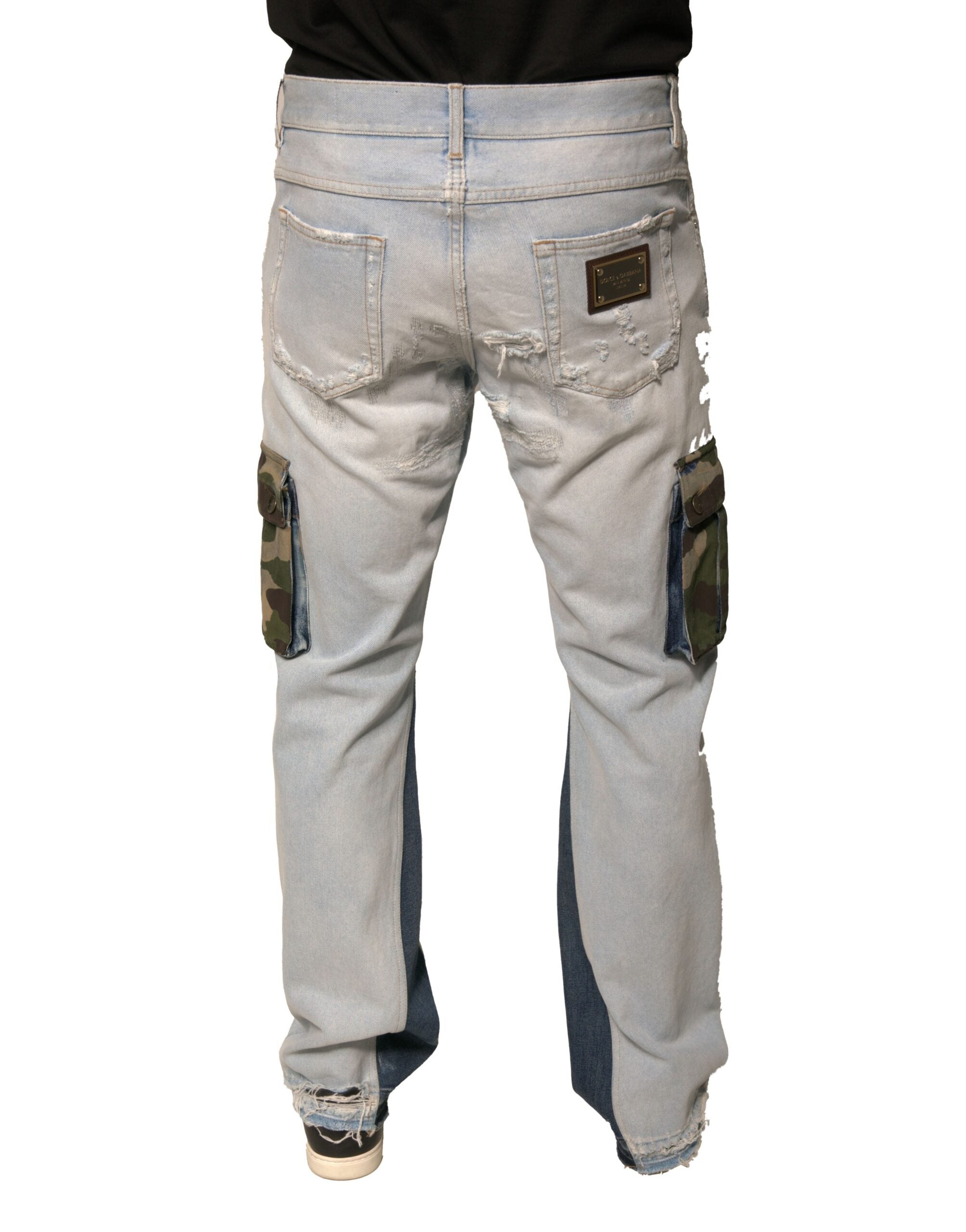 Dolce & Gabbana Light Blue Cotton Cargo Straight Denim Men's Jeans