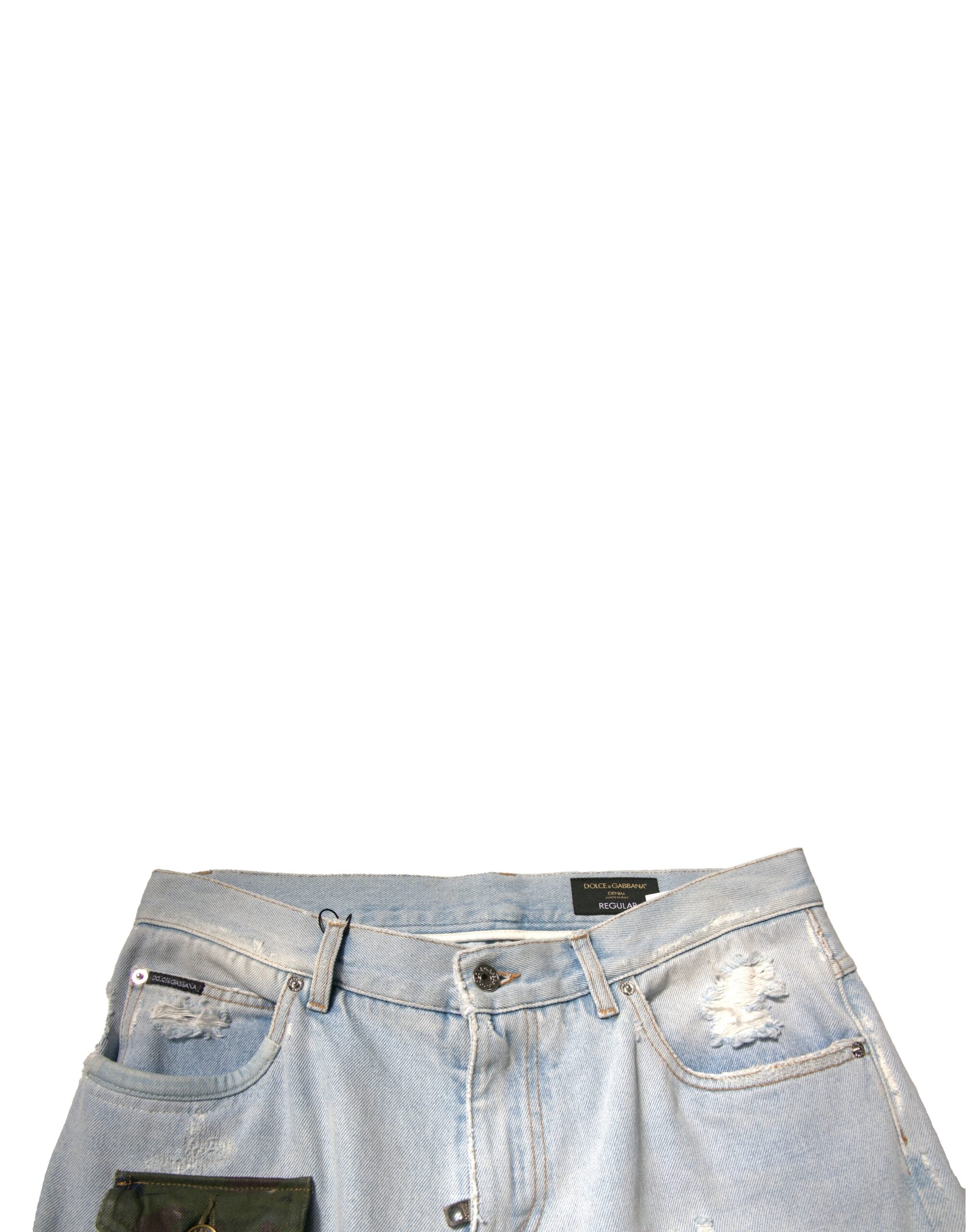 Dolce & Gabbana Light Blue Cotton Cargo Straight Denim Men's Jeans
