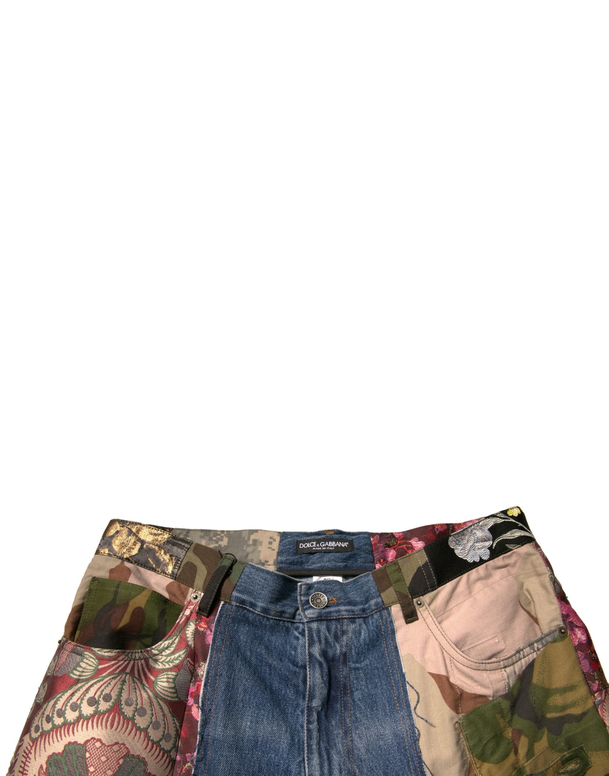Dolce & Gabbana Blue Patchwork Cotton Straight Denim Men's Jeans