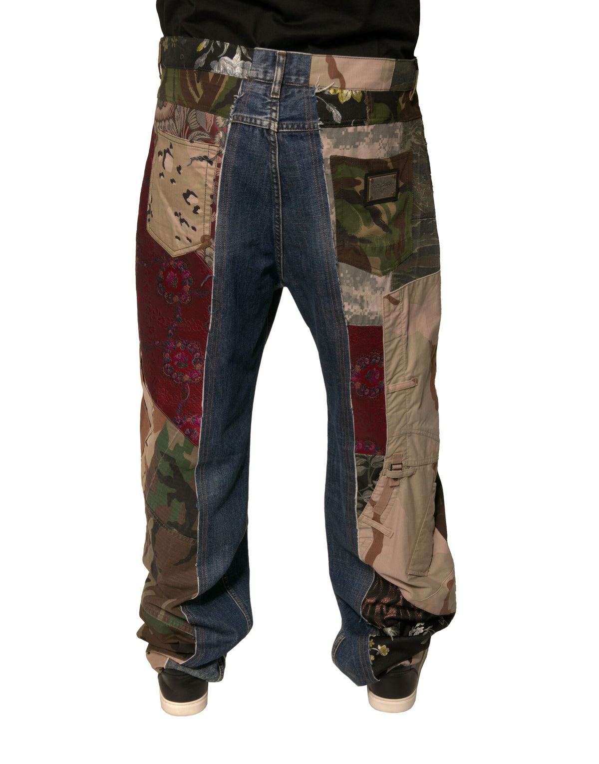 Dolce & Gabbana Blue Patchwork Cotton Straight Denim Men's Jeans