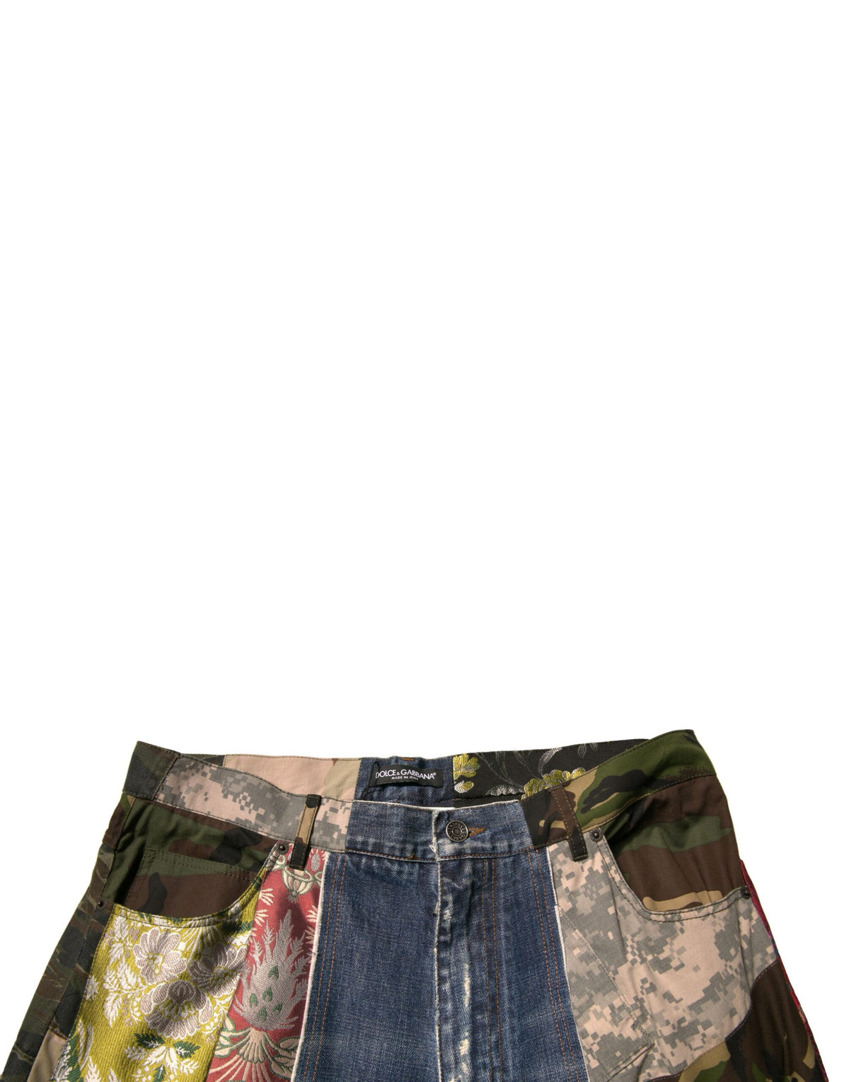 Dolce & Gabbana Blue Patchwork Cotton Straight Denim Men's Jeans