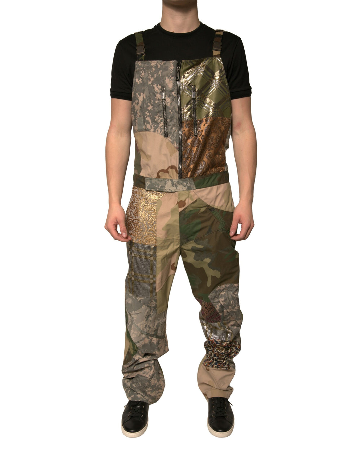 Dolce & Gabbana Multicolor Patchwork Camouflage Overall Men's Pants