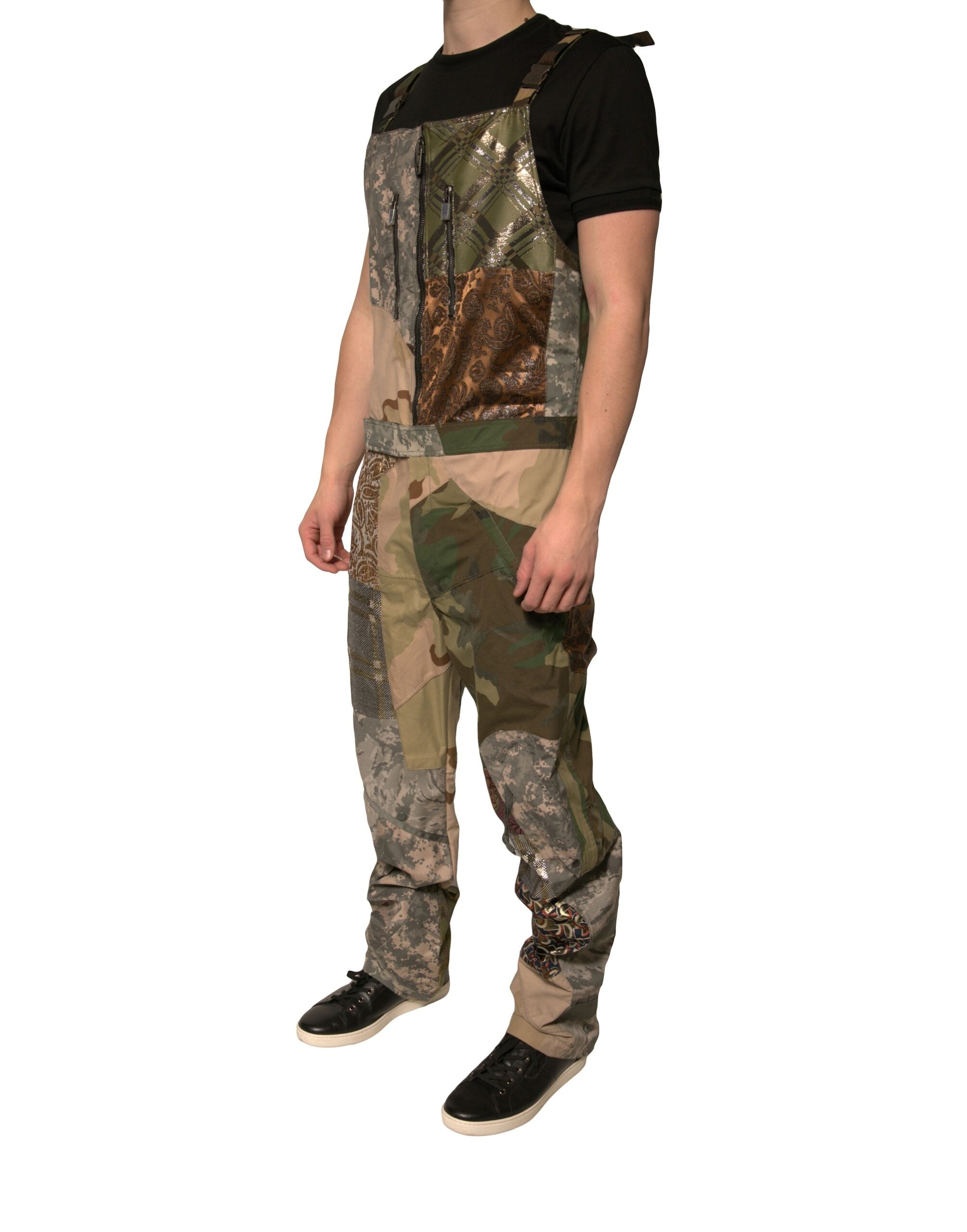Dolce & Gabbana Multicolor Patchwork Camouflage Overall Men's Pants