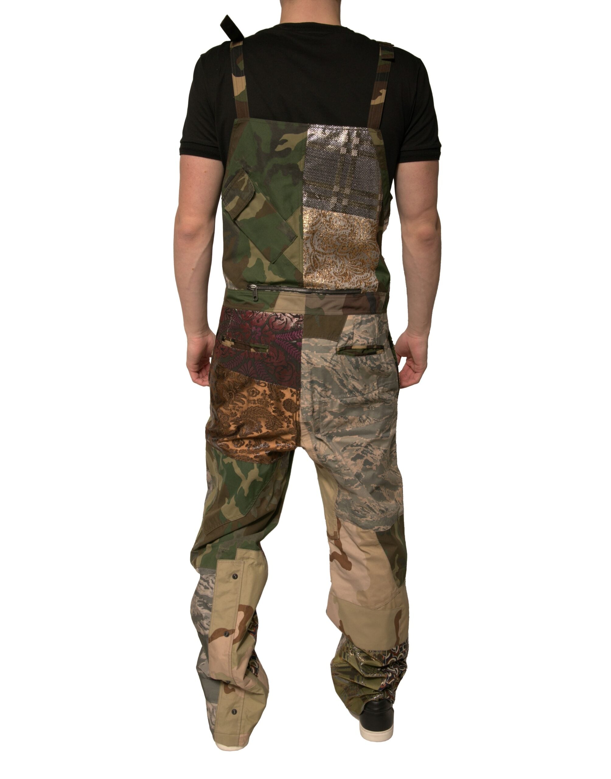 Dolce & Gabbana Multicolor Patchwork Camouflage Overall Men's Pants