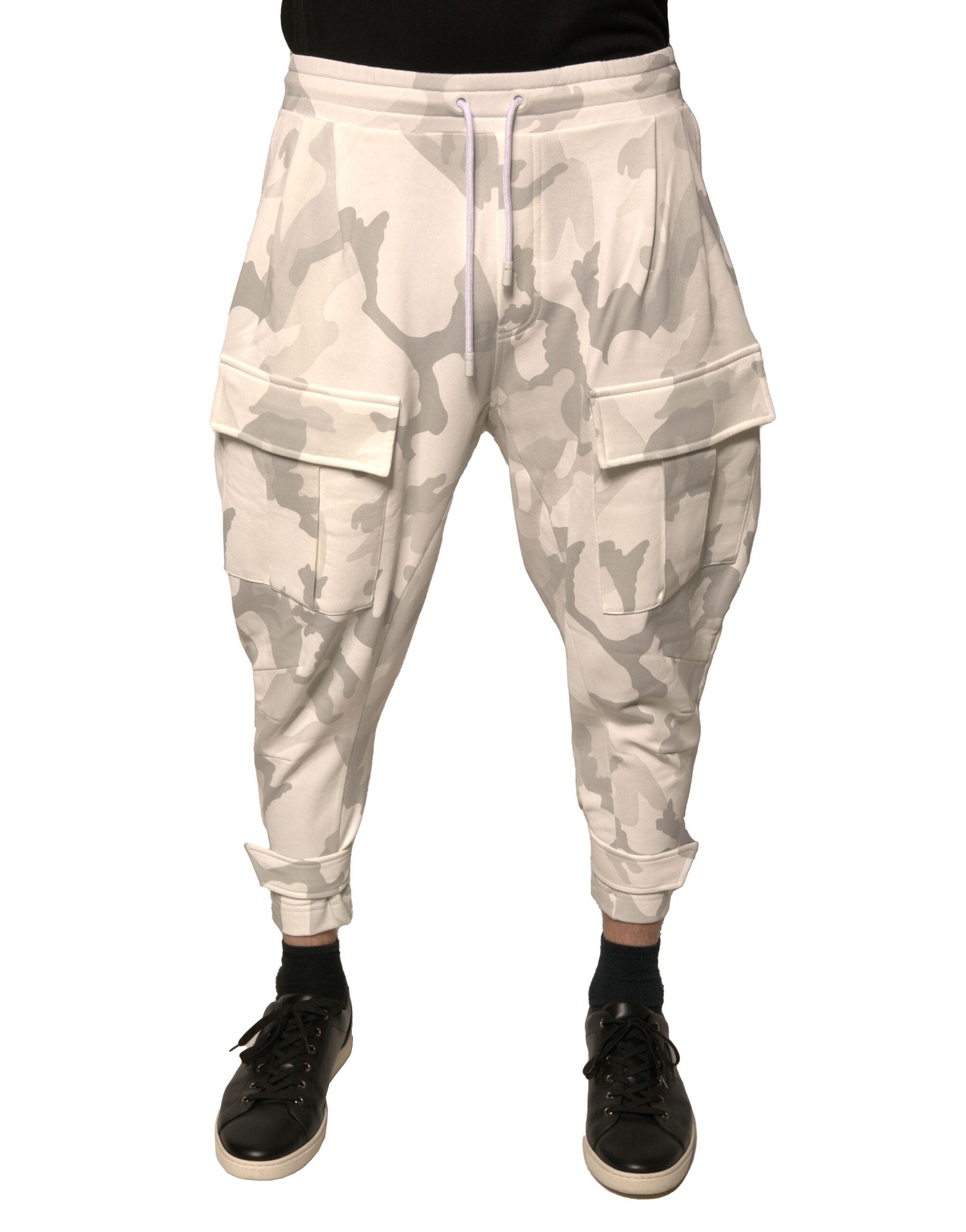 Dolce & Gabbana White Camouflage Cargo Jogger Men's Pants
