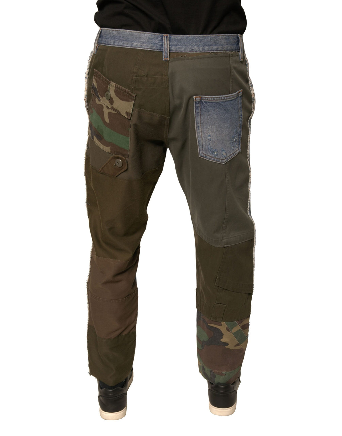 Dolce & Gabbana Blue Tattered Straight Cropped Denim Men's Jeans