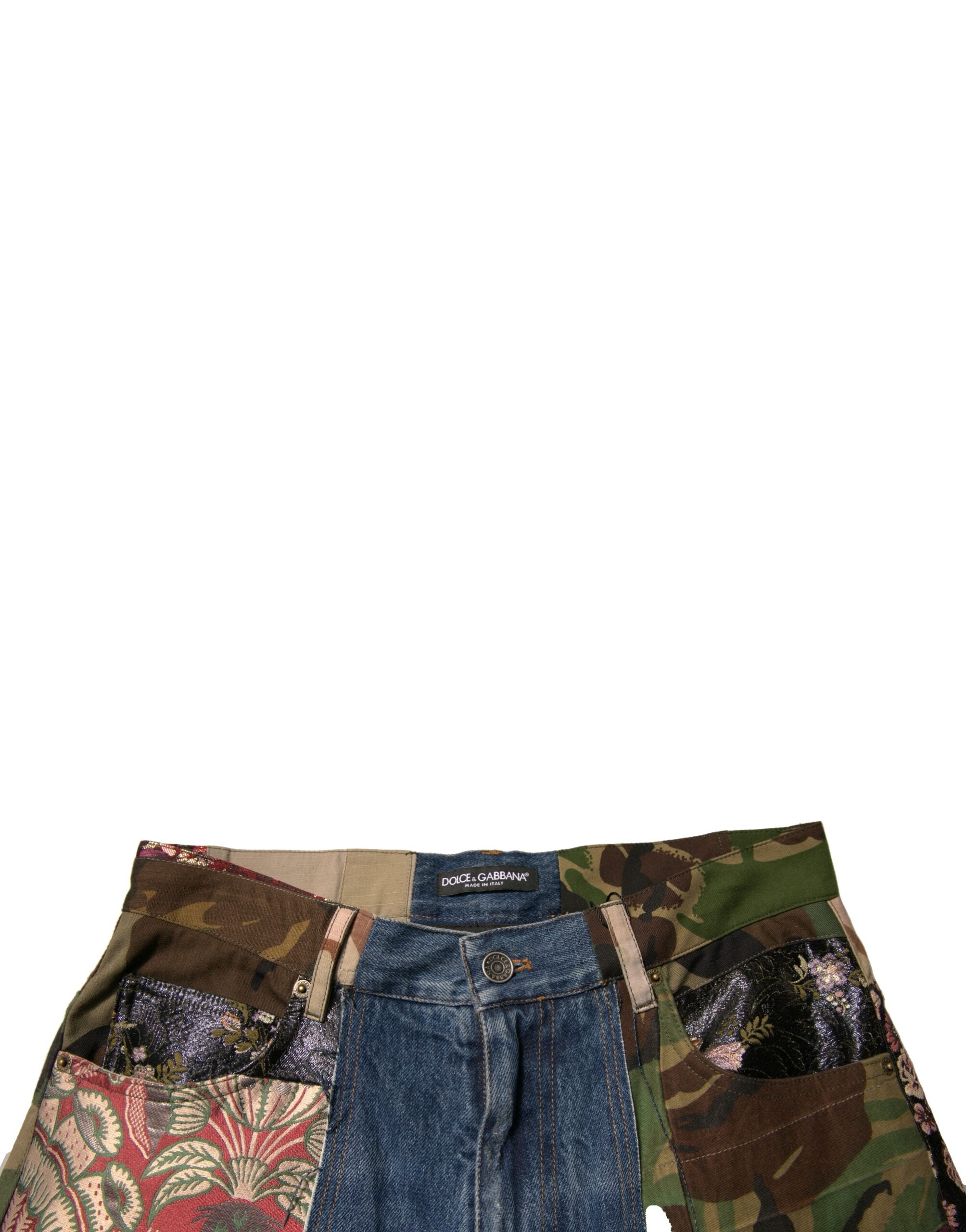Dolce & Gabbana Blue Patchwork Cotton Straight Denim Men's Jeans