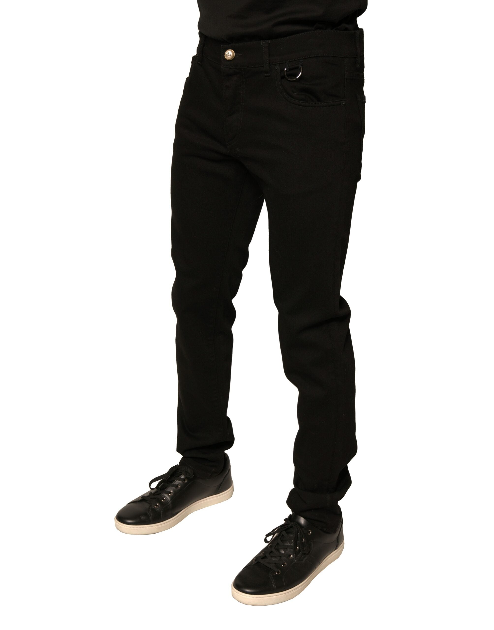 Dolce & Gabbana Black Logo Cotton Stretch Skinny Denim Men's Jeans (Pre-Owned)