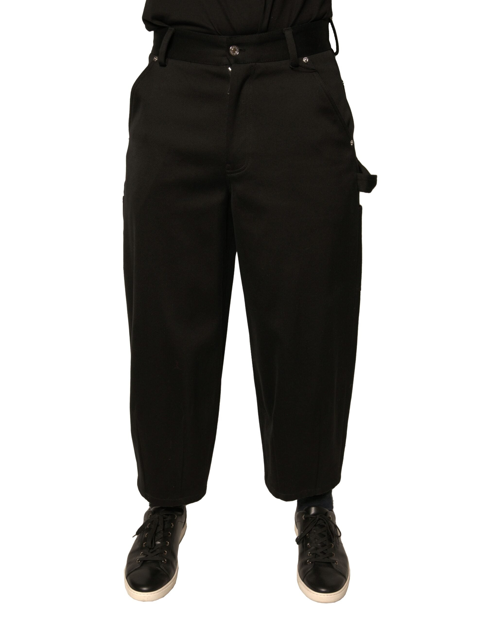 Dolce & Gabbana Black Cotton Mid Waist Cropped Men's Pants