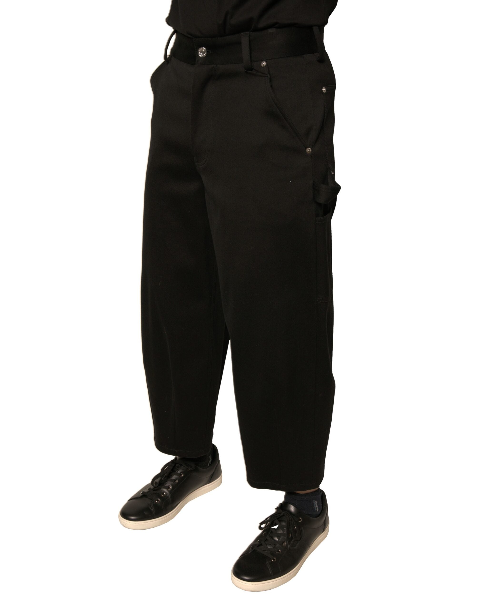 Dolce & Gabbana Black Cotton Mid Waist Cropped Men's Pants