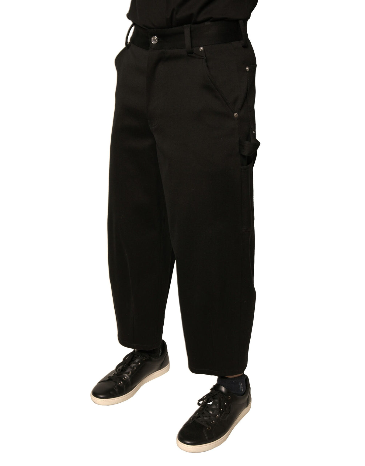 Dolce & Gabbana Black Cotton Mid Waist Cropped Men's Pants