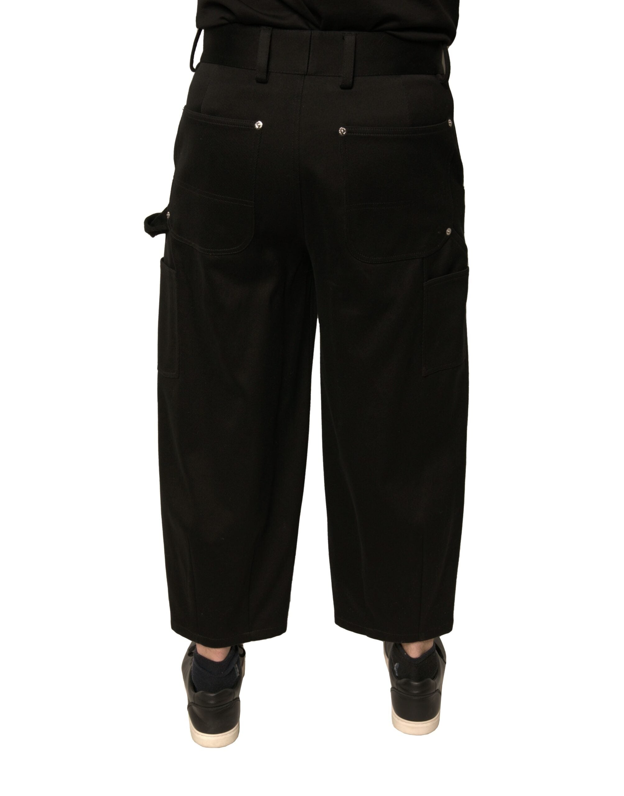 Dolce & Gabbana Black Cotton Mid Waist Cropped Men's Pants