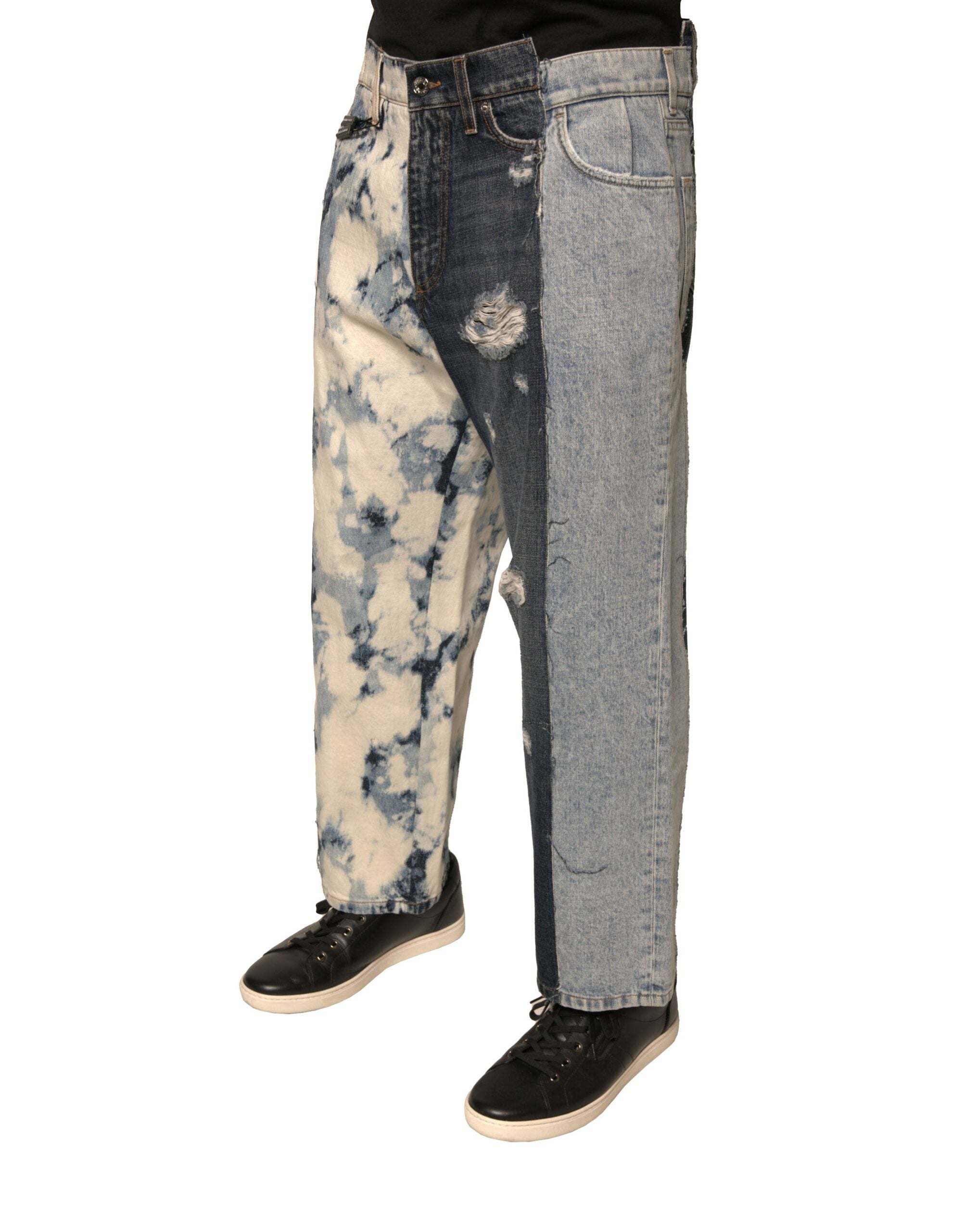 Dolce & Gabbana Multicolor Patchwork Cotton Straight Men Denim Men's Jeans