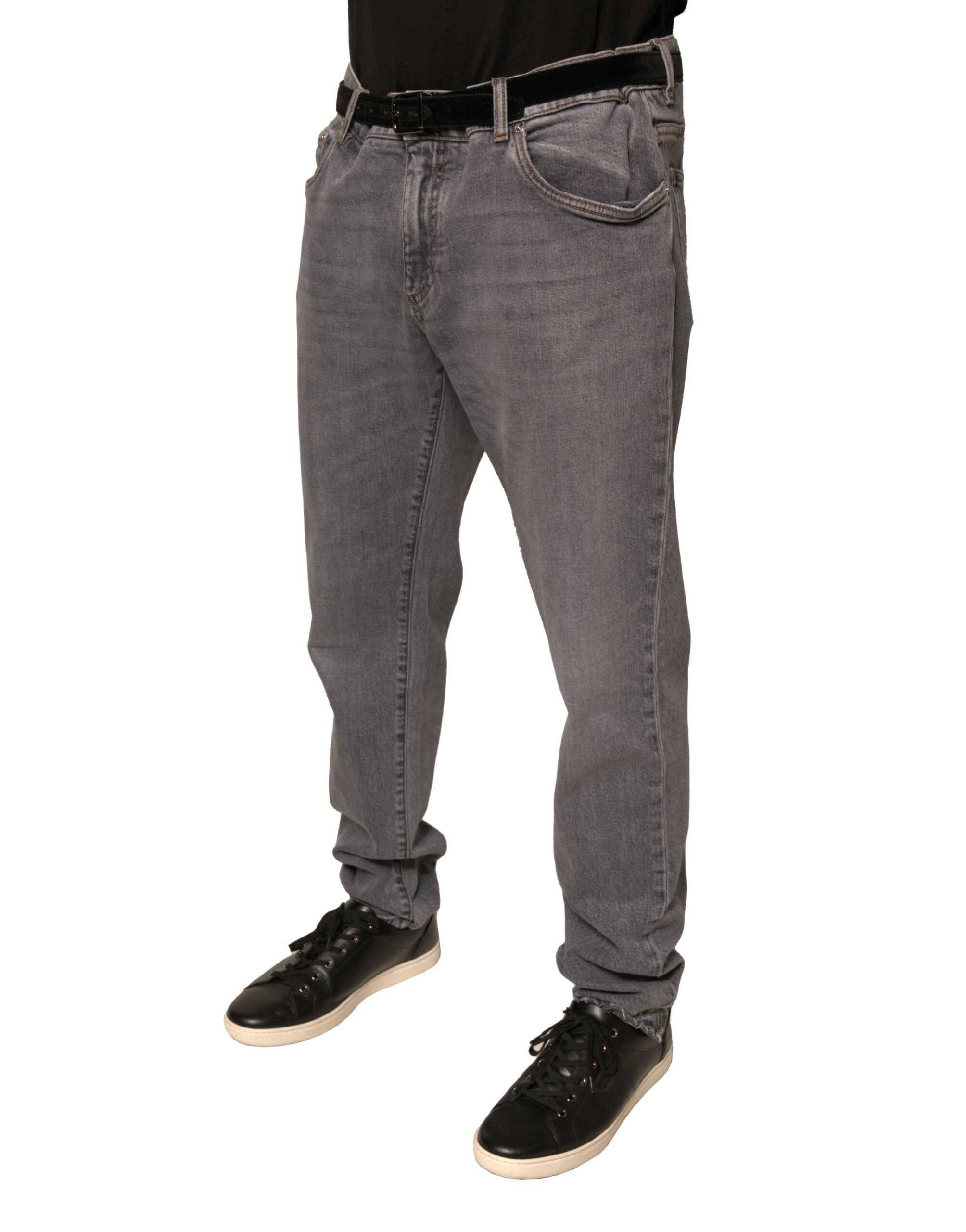 Dolce & Gabbana Gray Logo Cotton Stretch Skinny Denim Men's Jeans (Pre-Owned)