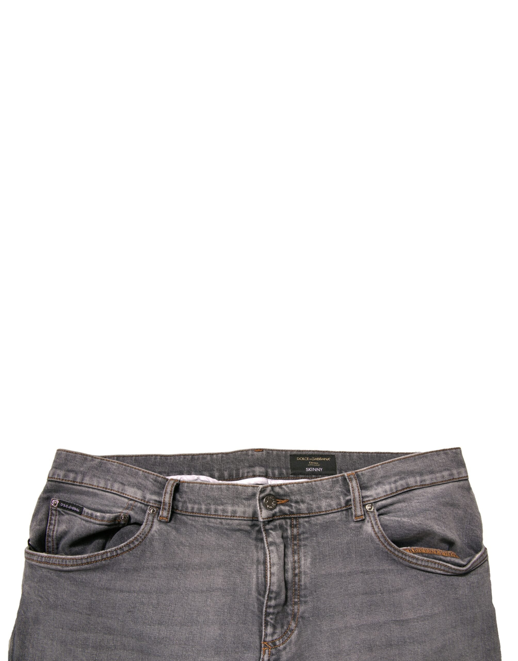 Dolce & Gabbana Gray Logo Cotton Stretch Skinny Denim Men's Jeans (Pre-Owned)
