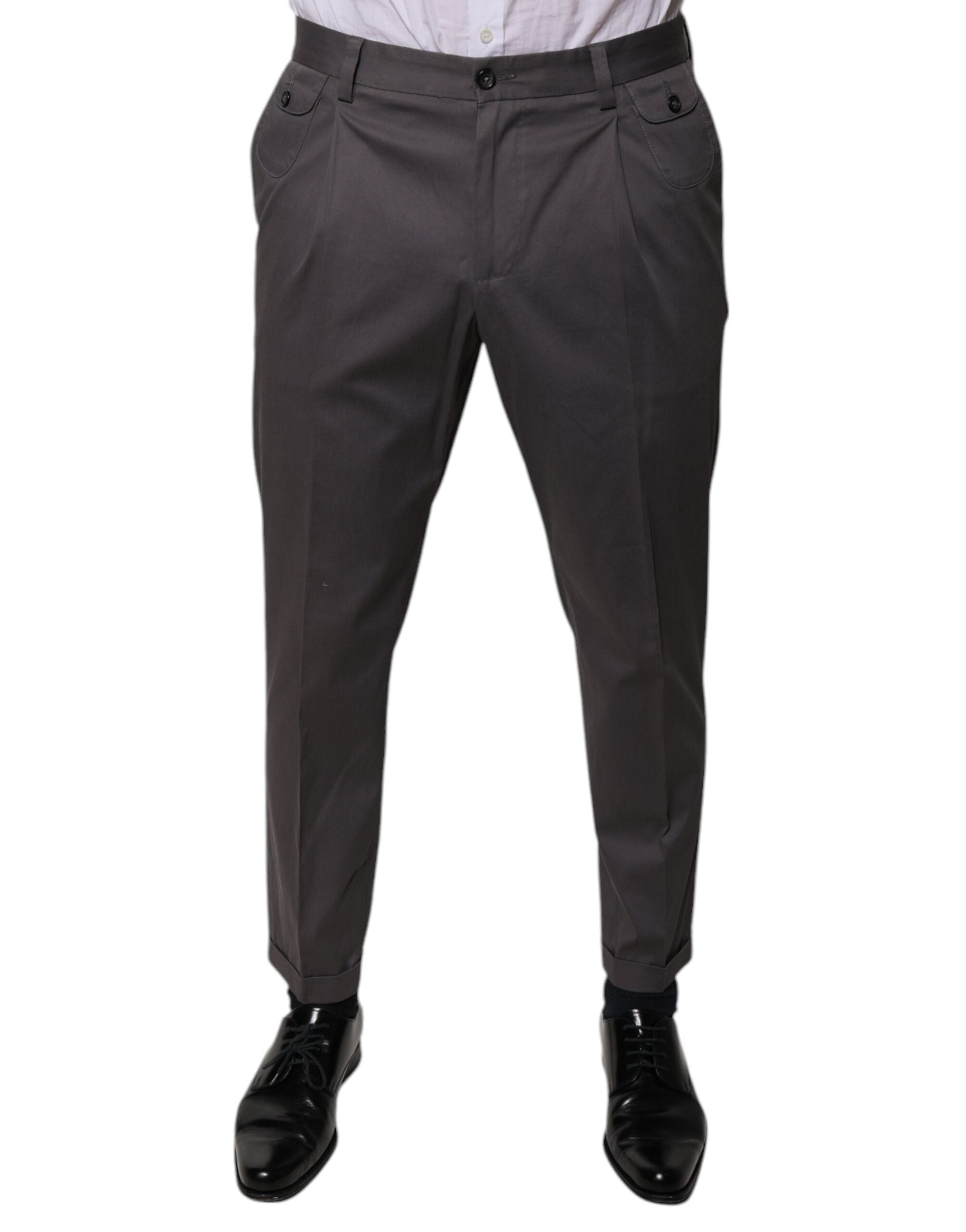 Dolce & Gabbana Dark Gray Mid Waist Dress Men's Pants (Pre-Owned)