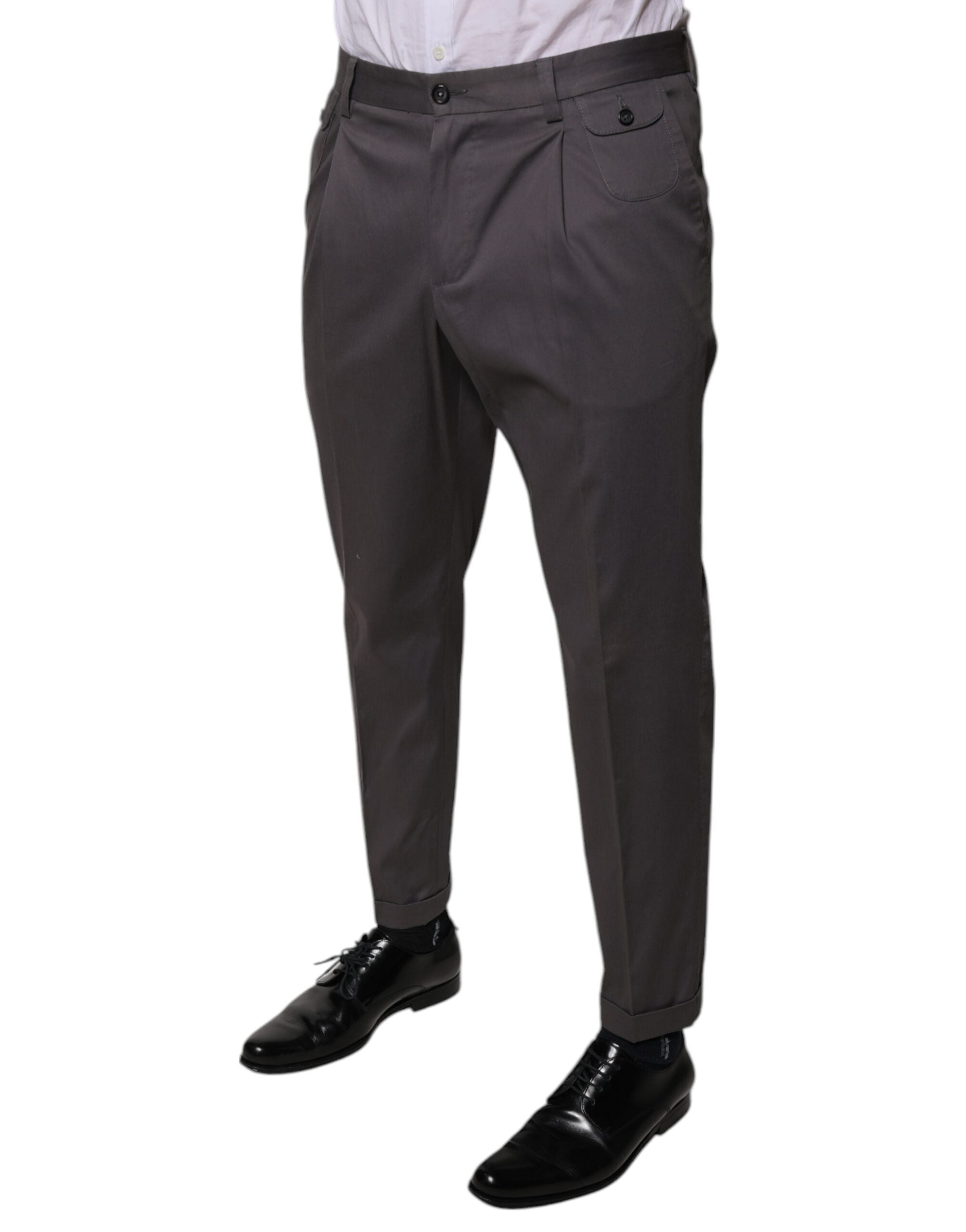 Dolce & Gabbana Dark Gray Mid Waist Dress Men's Pants (Pre-Owned)