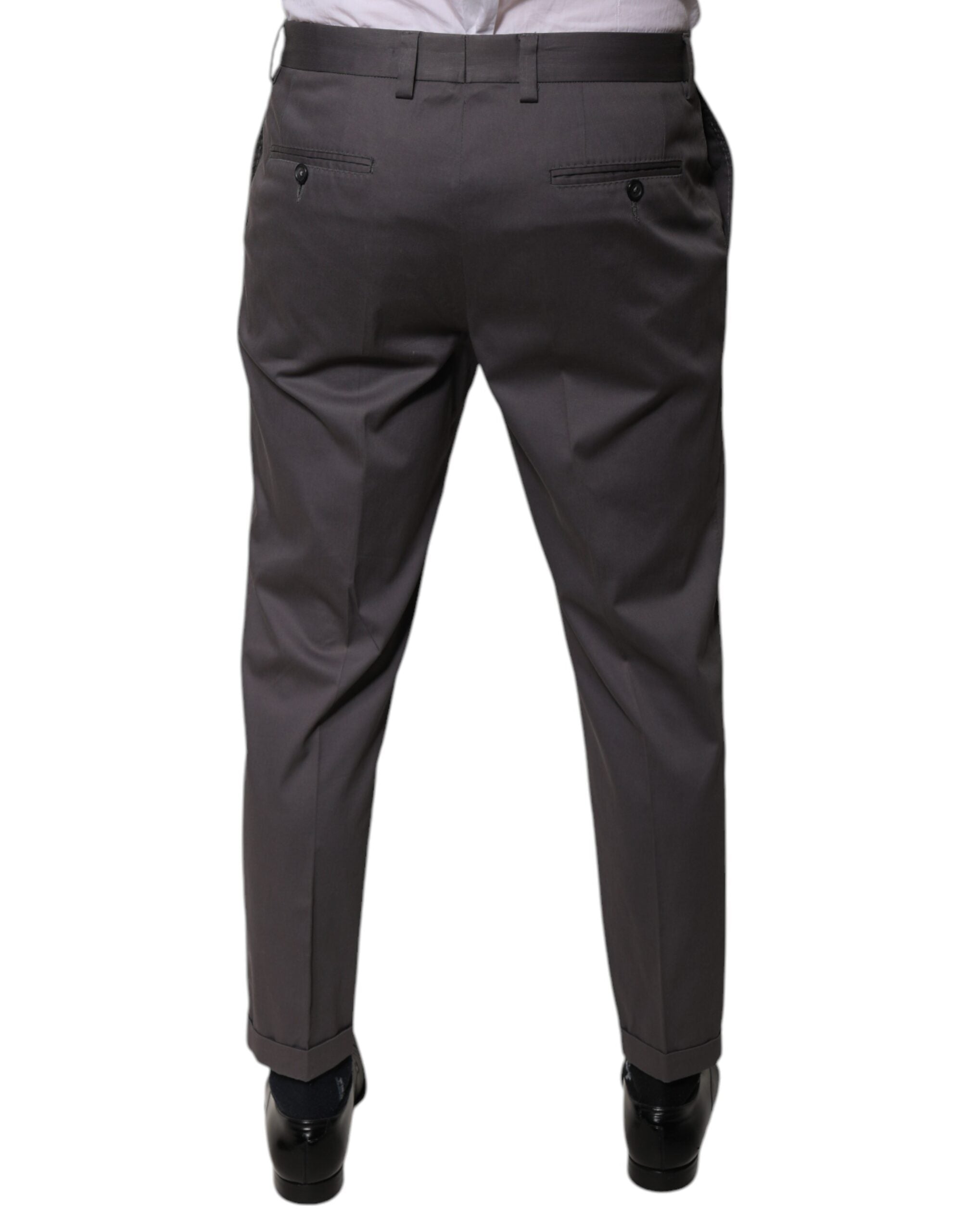 Dolce & Gabbana Dark Gray Mid Waist Dress Men's Pants (Pre-Owned)