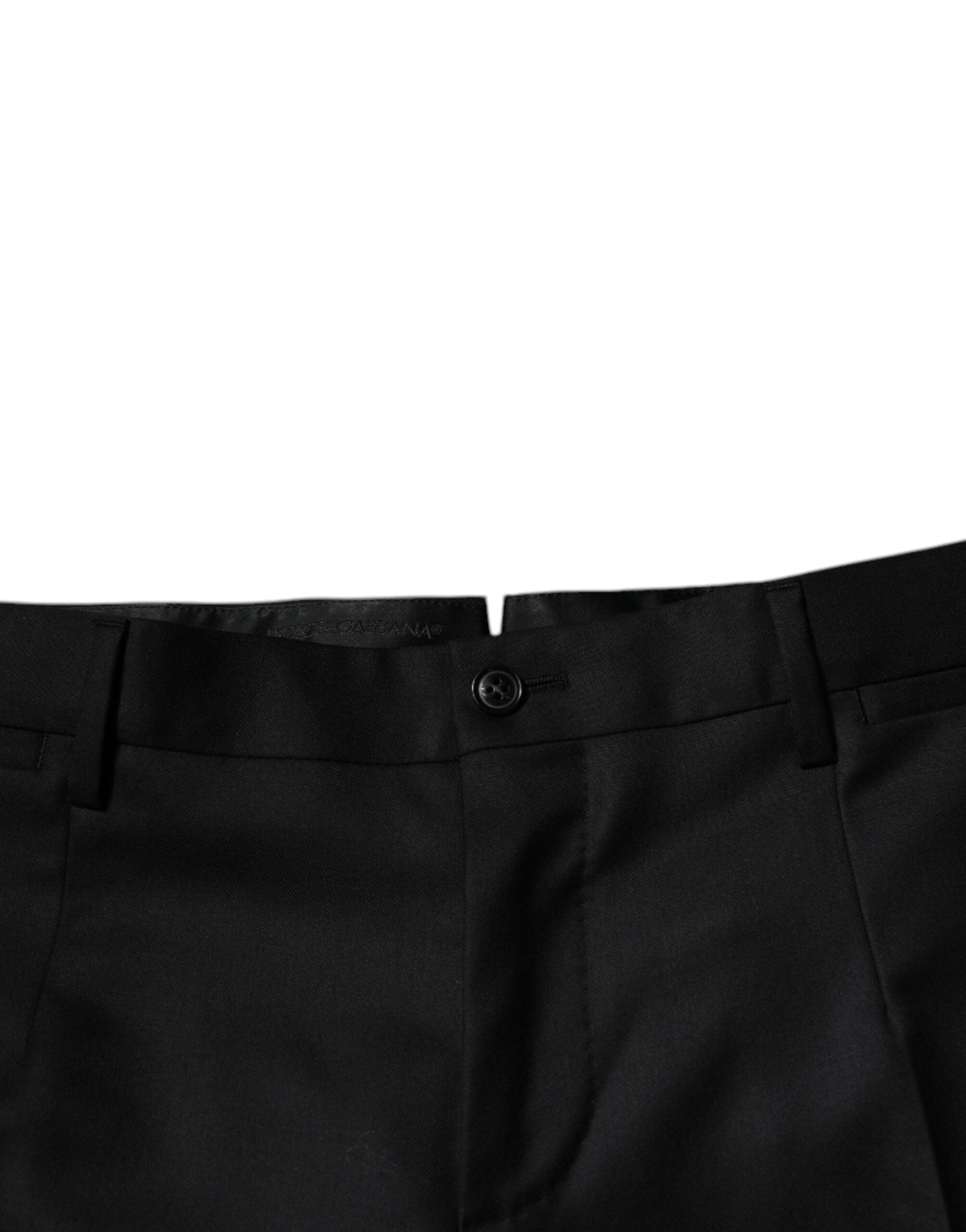 Dolce & Gabbana Black Wool Tapered Formal Dress Men's Pants