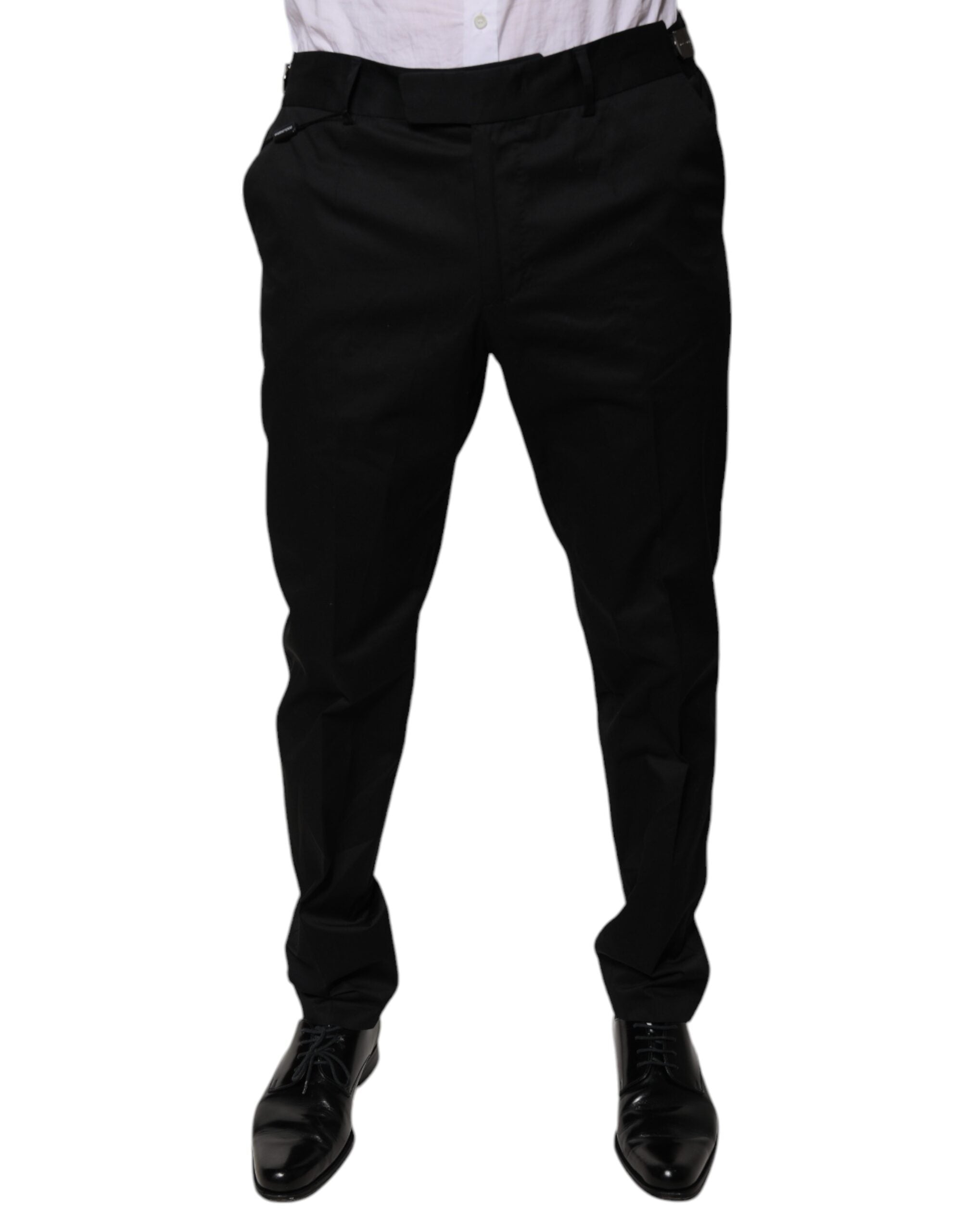 Dolce & Gabbana Black Cotton Tapered Formal Dress Men's Pants (Pre-Owned)