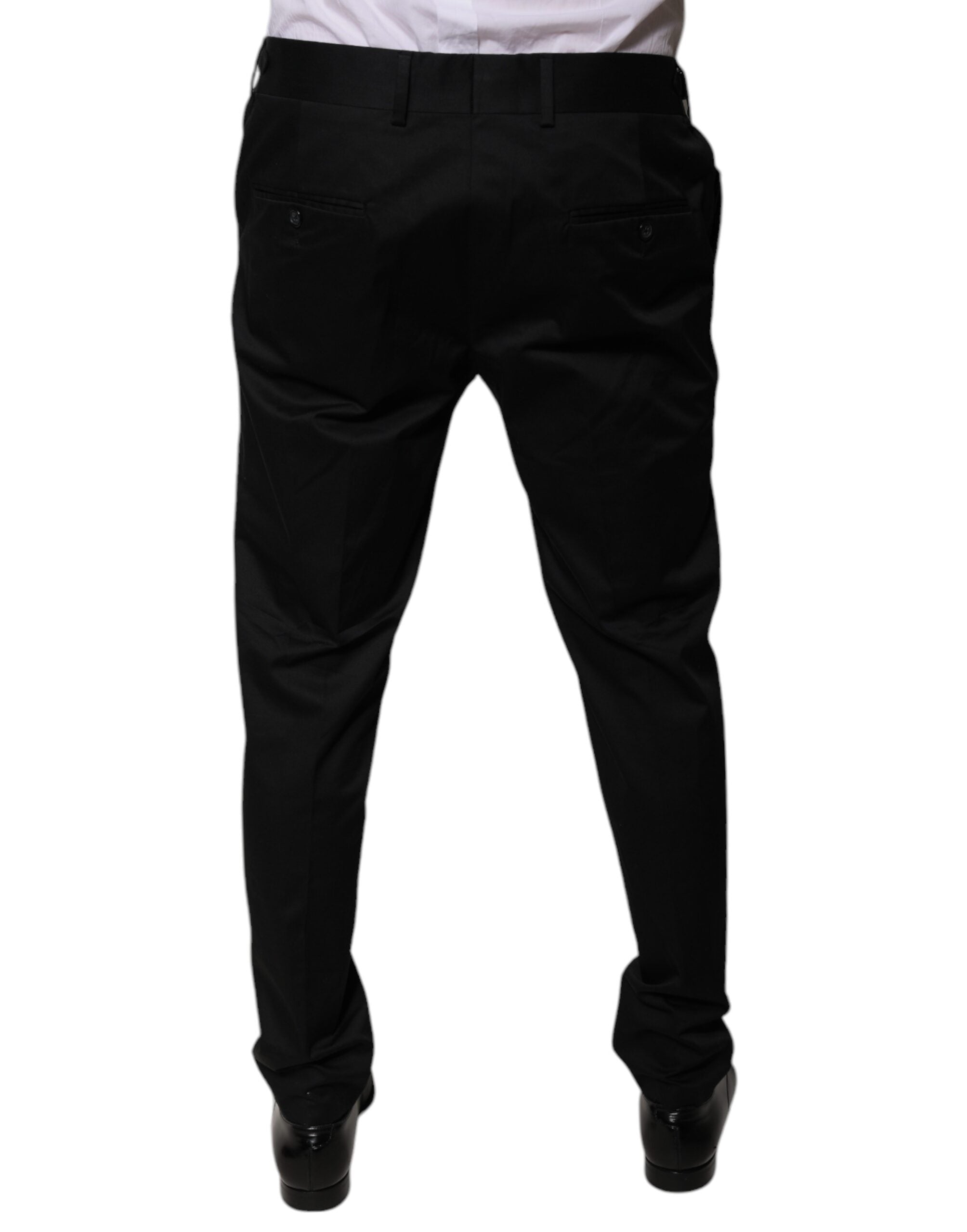 Dolce & Gabbana Black Cotton Tapered Formal Dress Men's Pants (Pre-Owned)