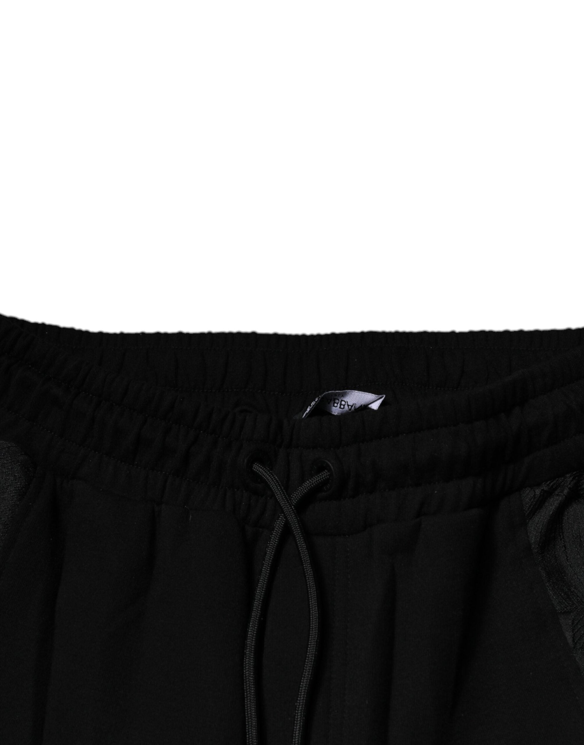 Dolce & Gabbana Black Leopard Slim Fit Jogger Men's Pants