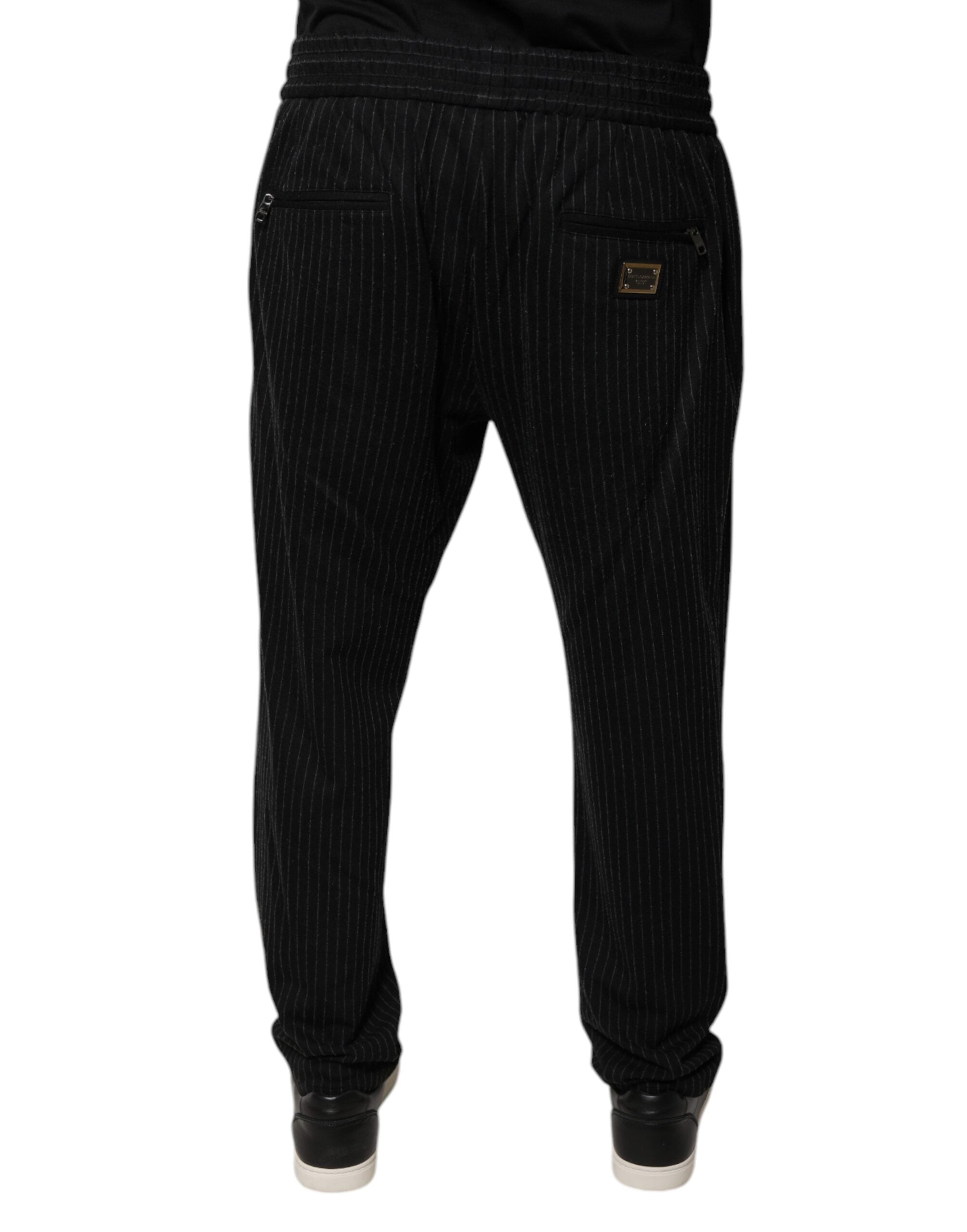 Dolce & Gabbana Black Stripes Viscose Skinny Dress Men's Pants (Pre-Owned)