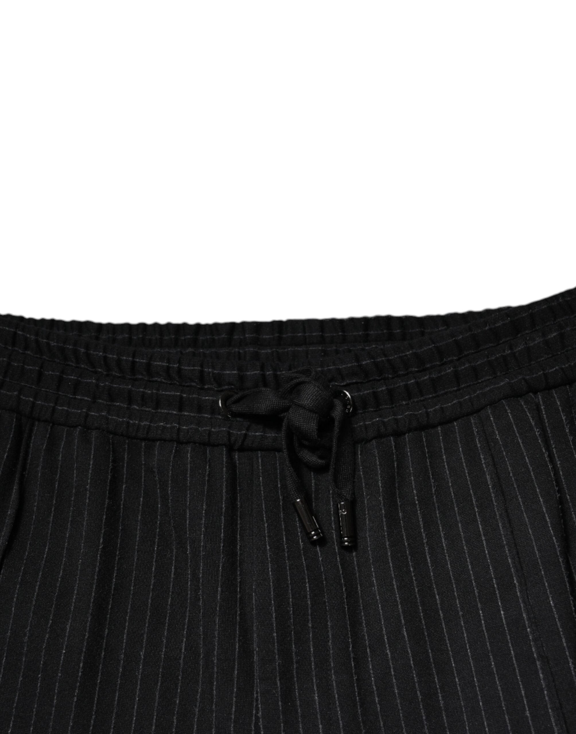 Dolce & Gabbana Black Stripes Viscose Skinny Dress Men's Pants (Pre-Owned)