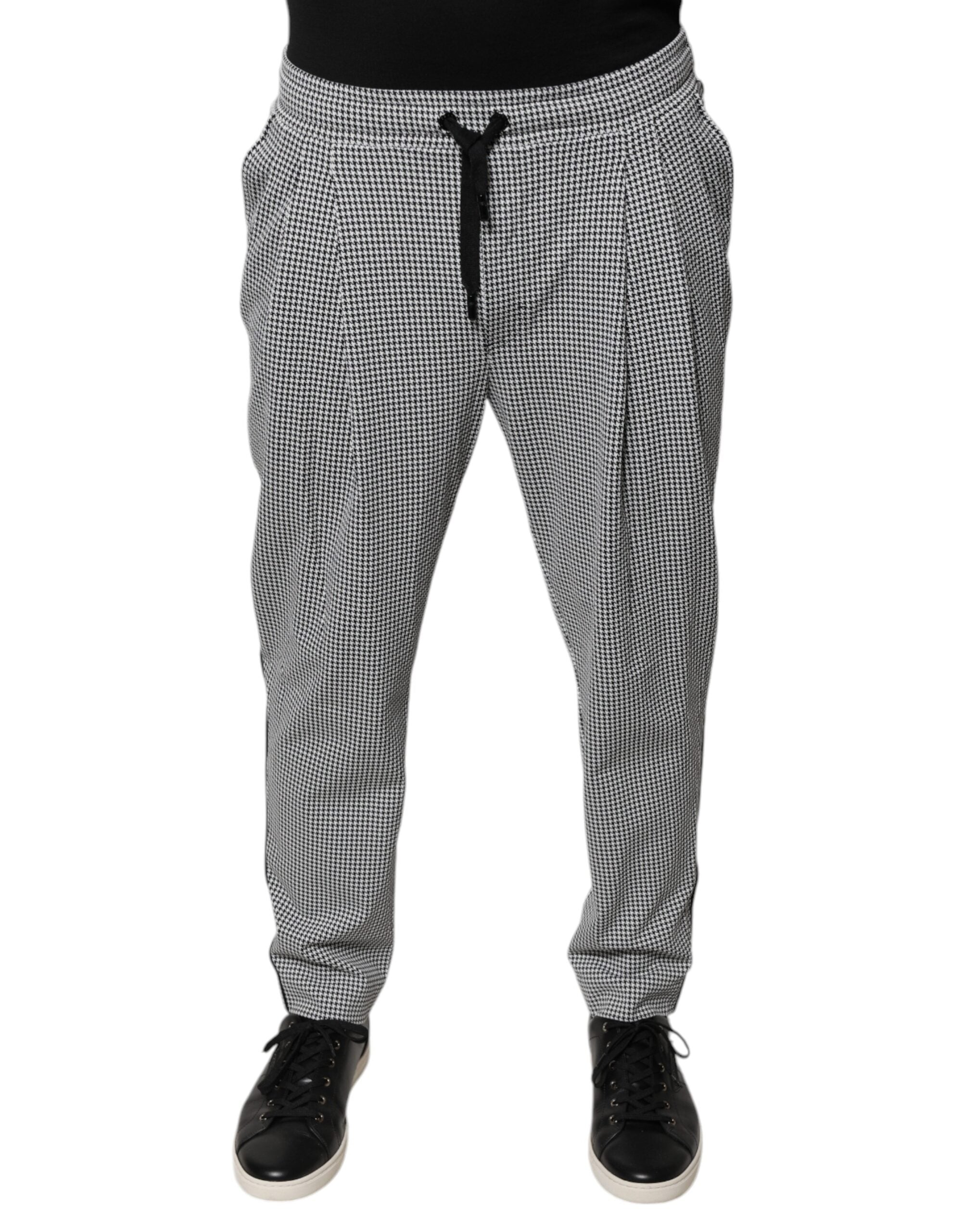 Dolce & Gabbana Black White Houndstooth Skinny Dress Men's Pants