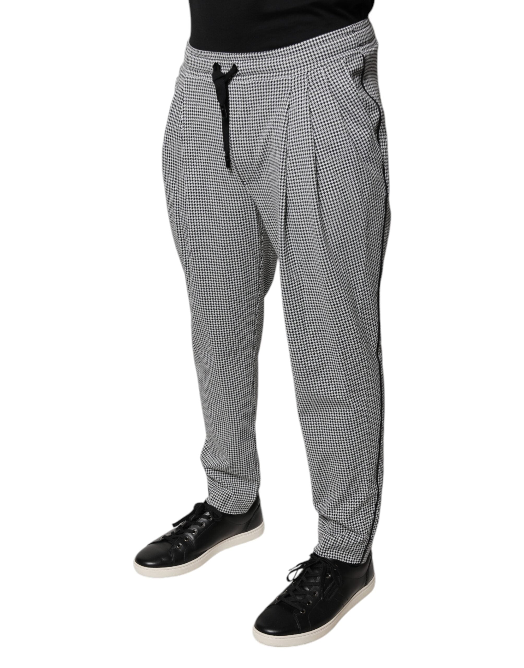 Dolce & Gabbana Black White Houndstooth Skinny Dress Men's Pants