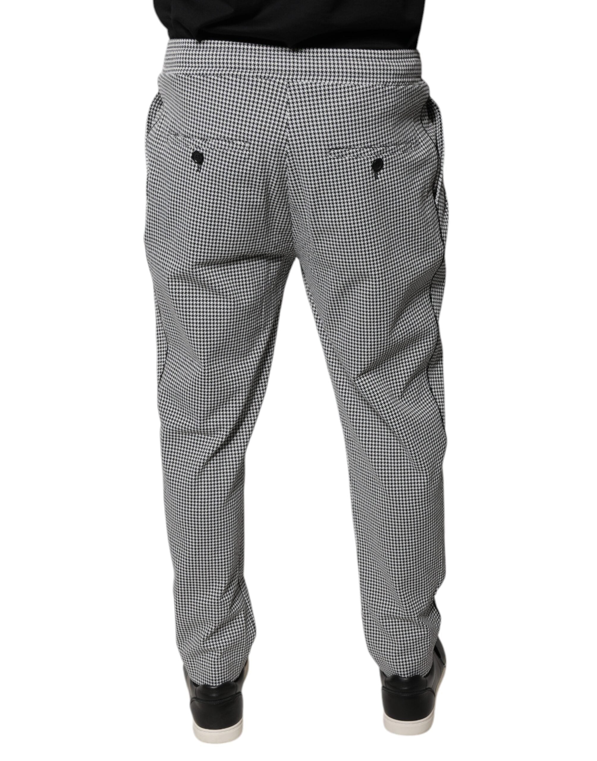 Dolce & Gabbana Black White Houndstooth Skinny Dress Men's Pants