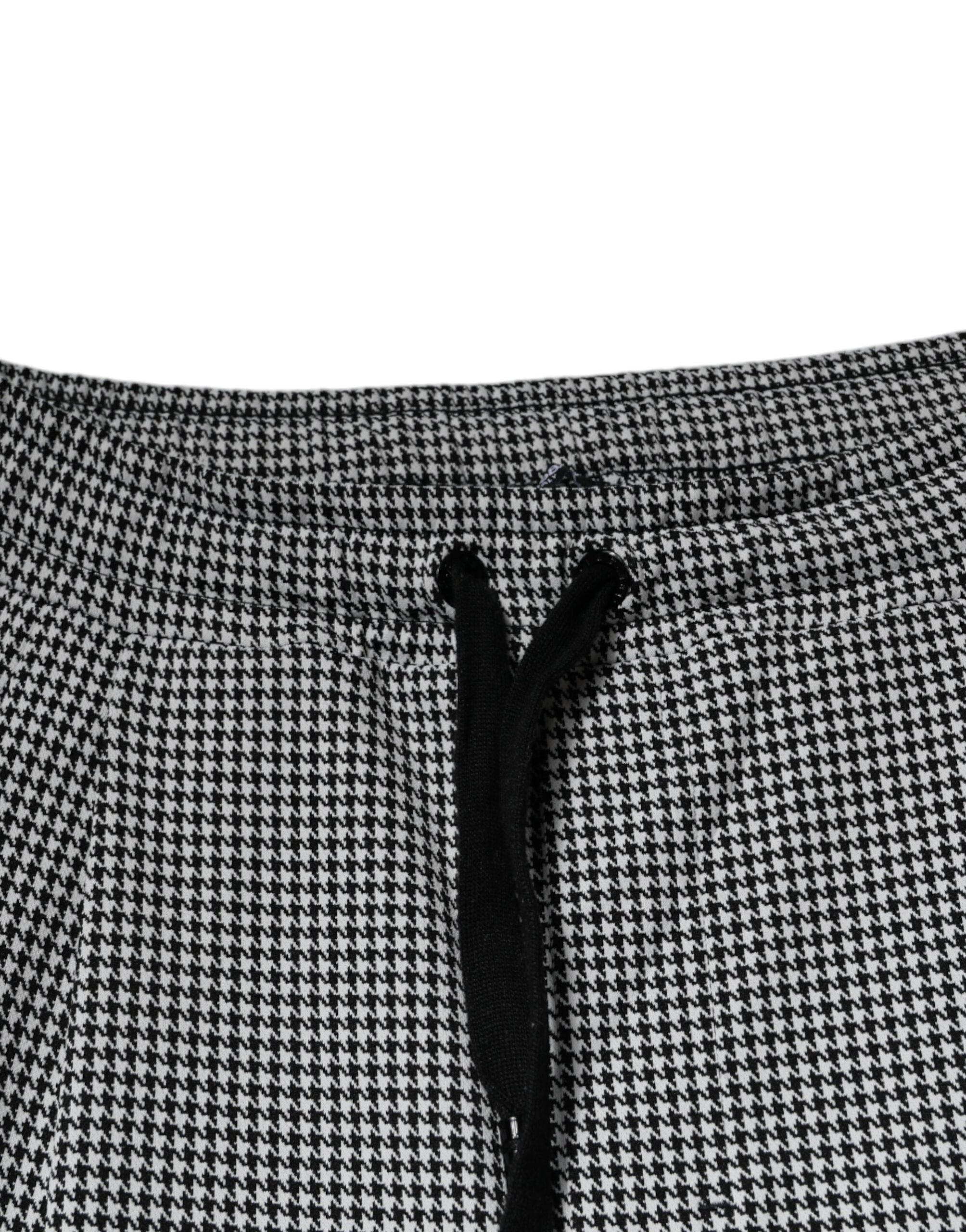 Dolce & Gabbana Black White Houndstooth Skinny Dress Men's Pants