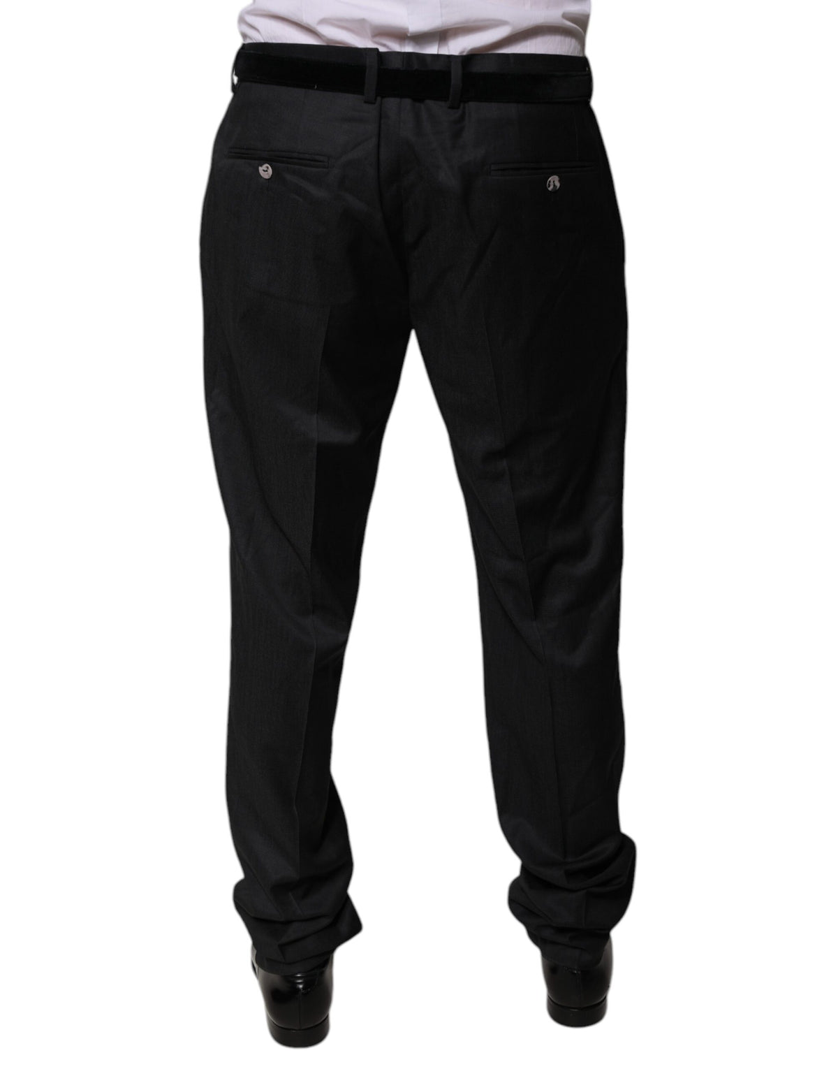 Dolce & Gabbana Black Wool Tapered Formal Dress Men's Pants (Pre-Owned)