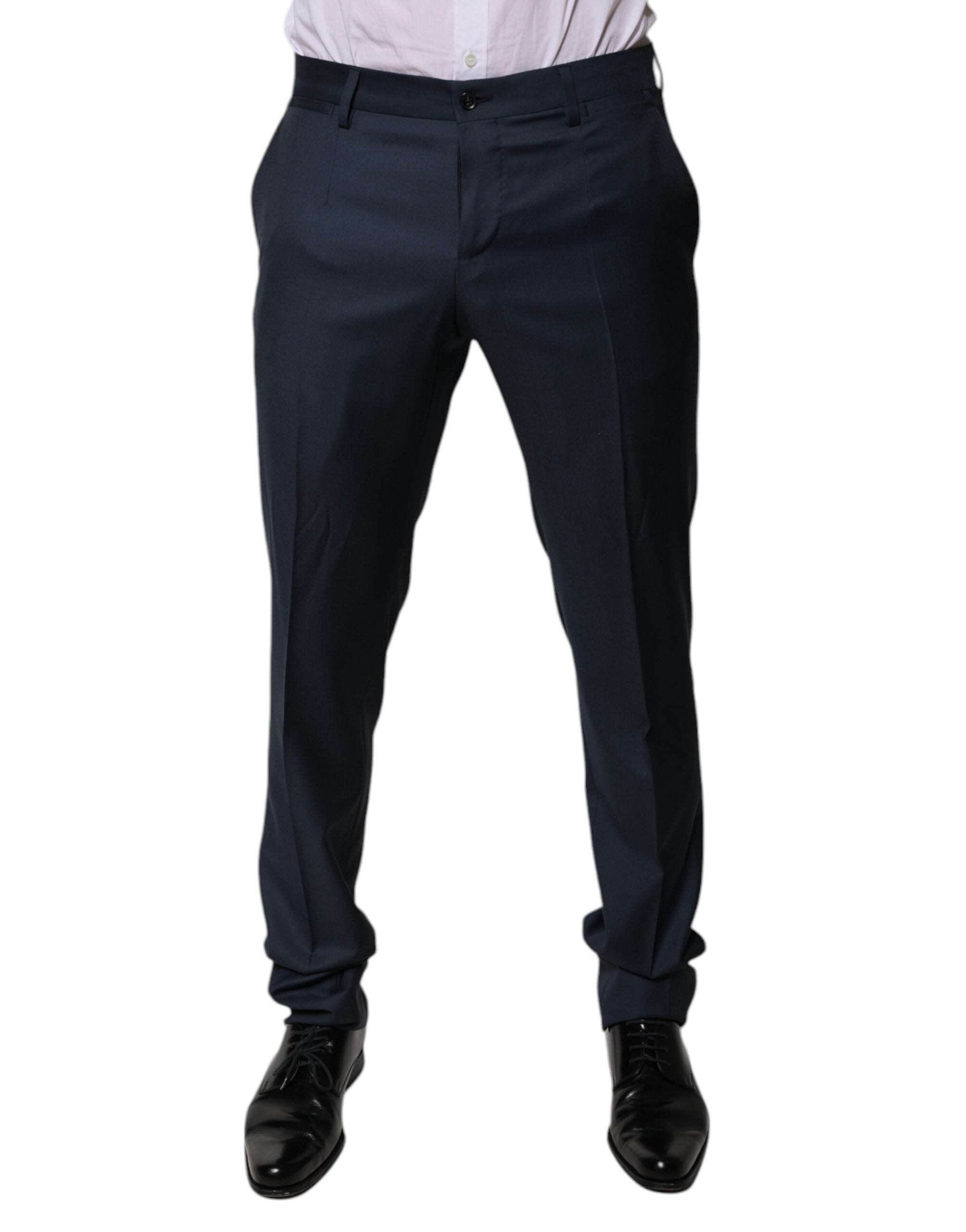 Dolce & Gabbana Blue Wool Tapered Formal Dress Men's Pants (Pre-Owned)