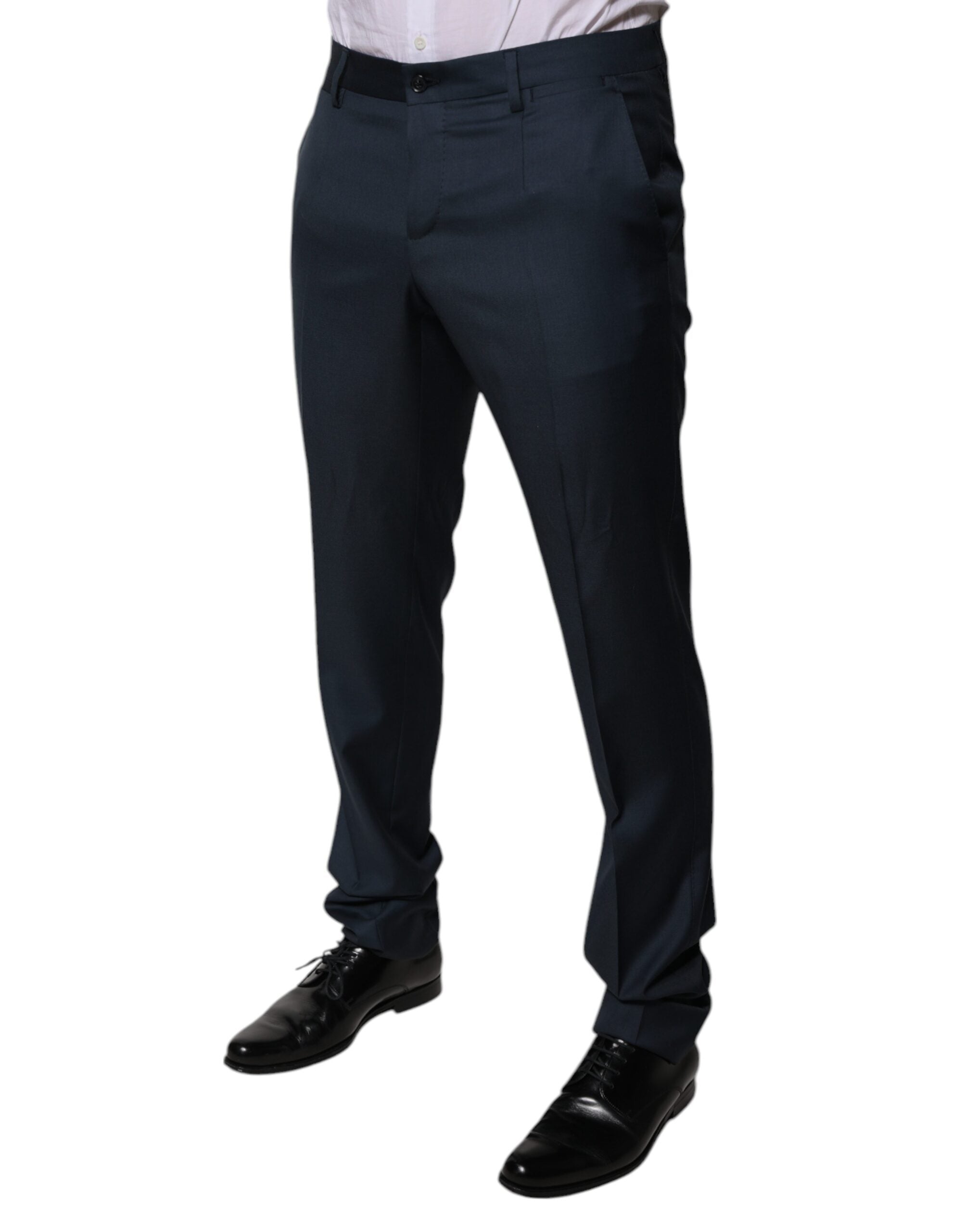 Dolce & Gabbana Blue Wool Tapered Formal Dress Men's Pants (Pre-Owned)