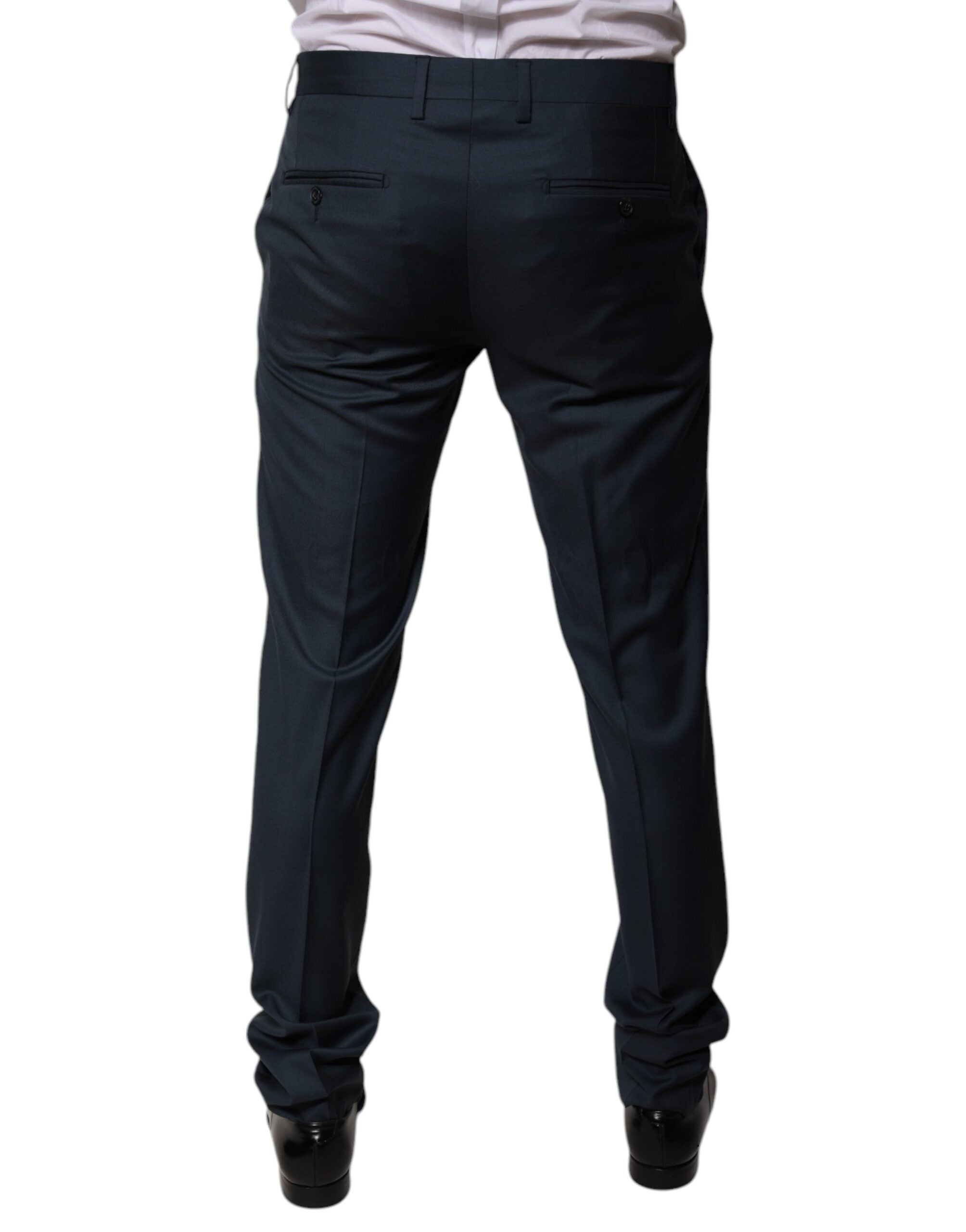 Dolce & Gabbana Blue Wool Tapered Formal Dress Men's Pants (Pre-Owned)