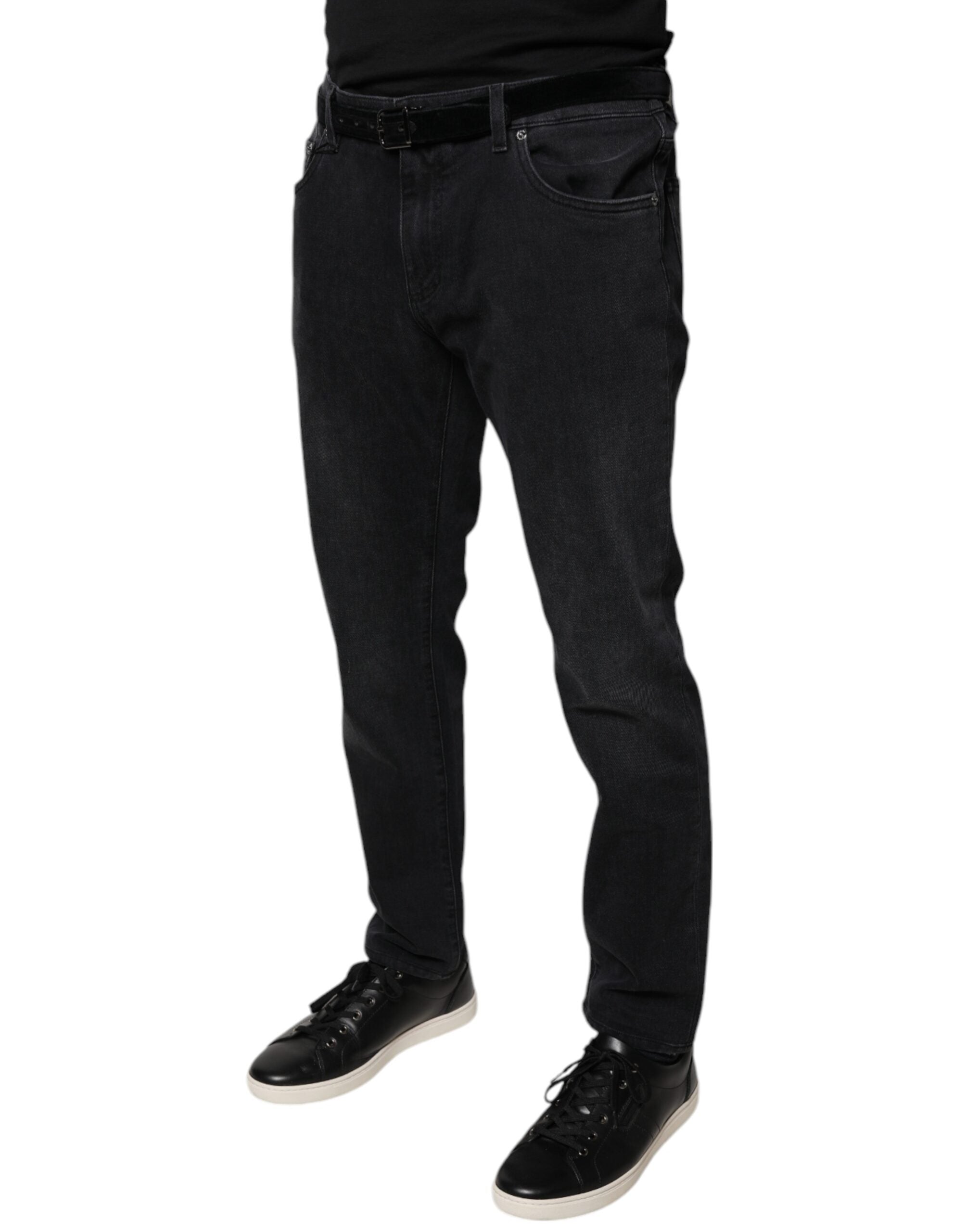 Dolce & Gabbana Black Logo Cotton Stretch Skinny Denim Men's Jeans (Pre-Owned)