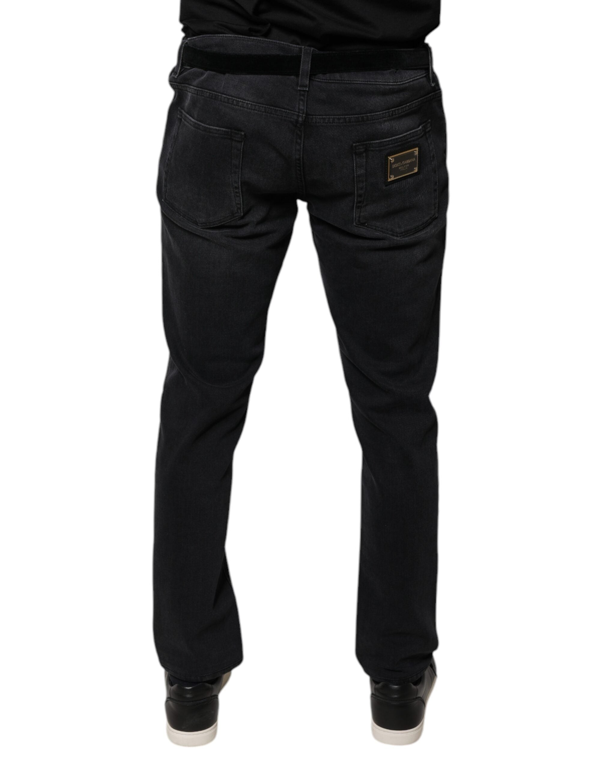 Dolce & Gabbana Black Logo Cotton Stretch Skinny Denim Men's Jeans (Pre-Owned)