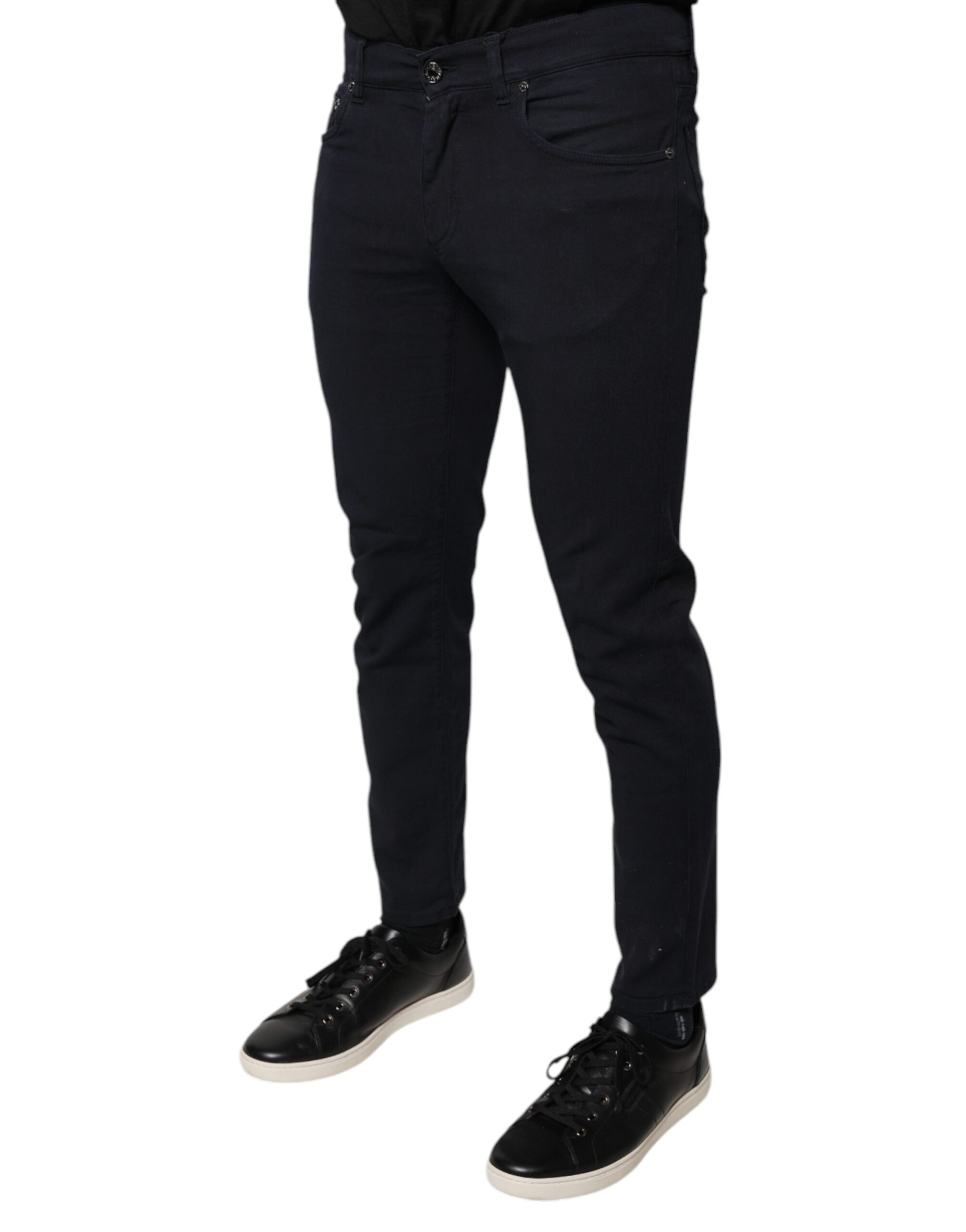 Dolce & Gabbana Black Logo Cotton Stretch Skinny Denim Men's Jeans (Pre-Owned)