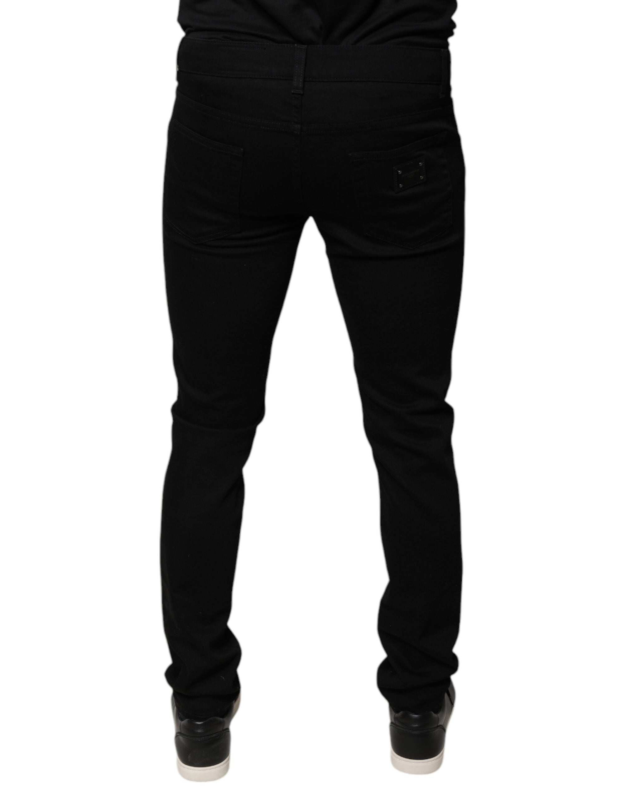 Dolce & Gabbana Black DG Crown Logo Cotton Skinny Denim Men's Jeans